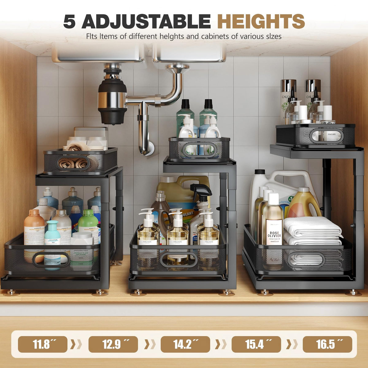 2 Pack Under Sink Storage Organizer with 2 (2 Count)