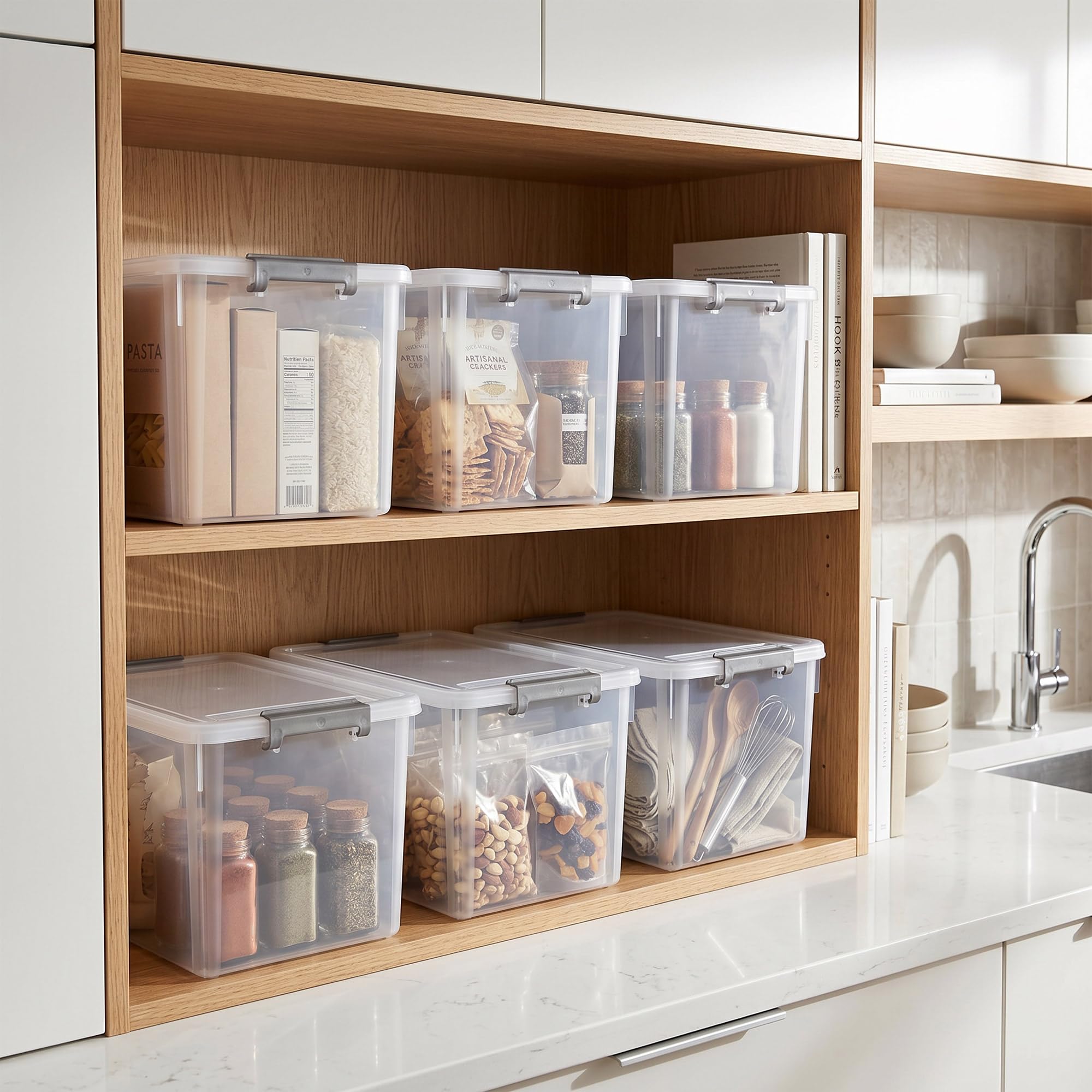 32 QT Plastic Storage Bins with Latching Lids Stackable Storage Containers for Organizing Large Clear Storage Box for Garage (2 Count)