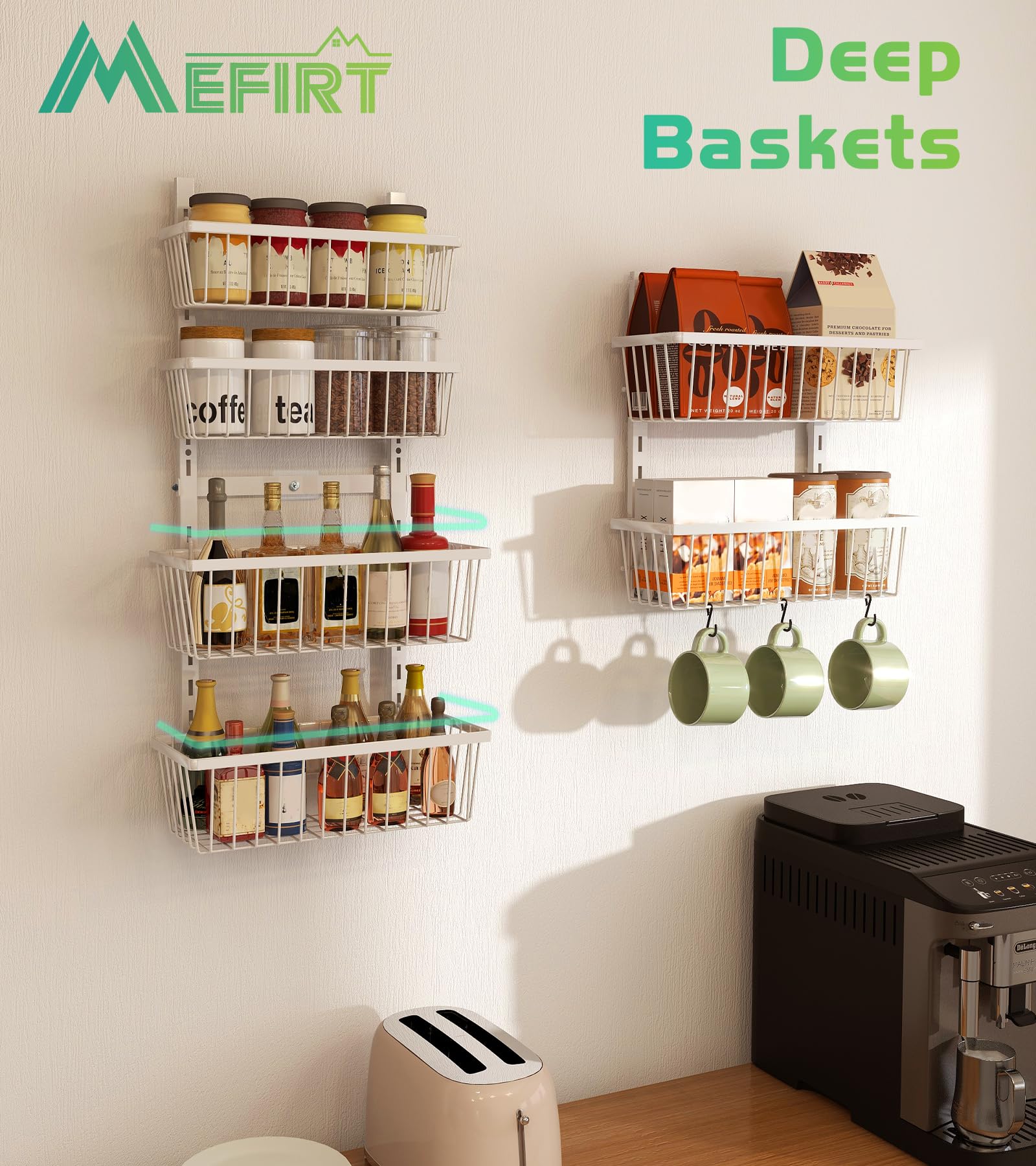 White 12 Inch Wide Narrow Over The Door Pantry Organizer