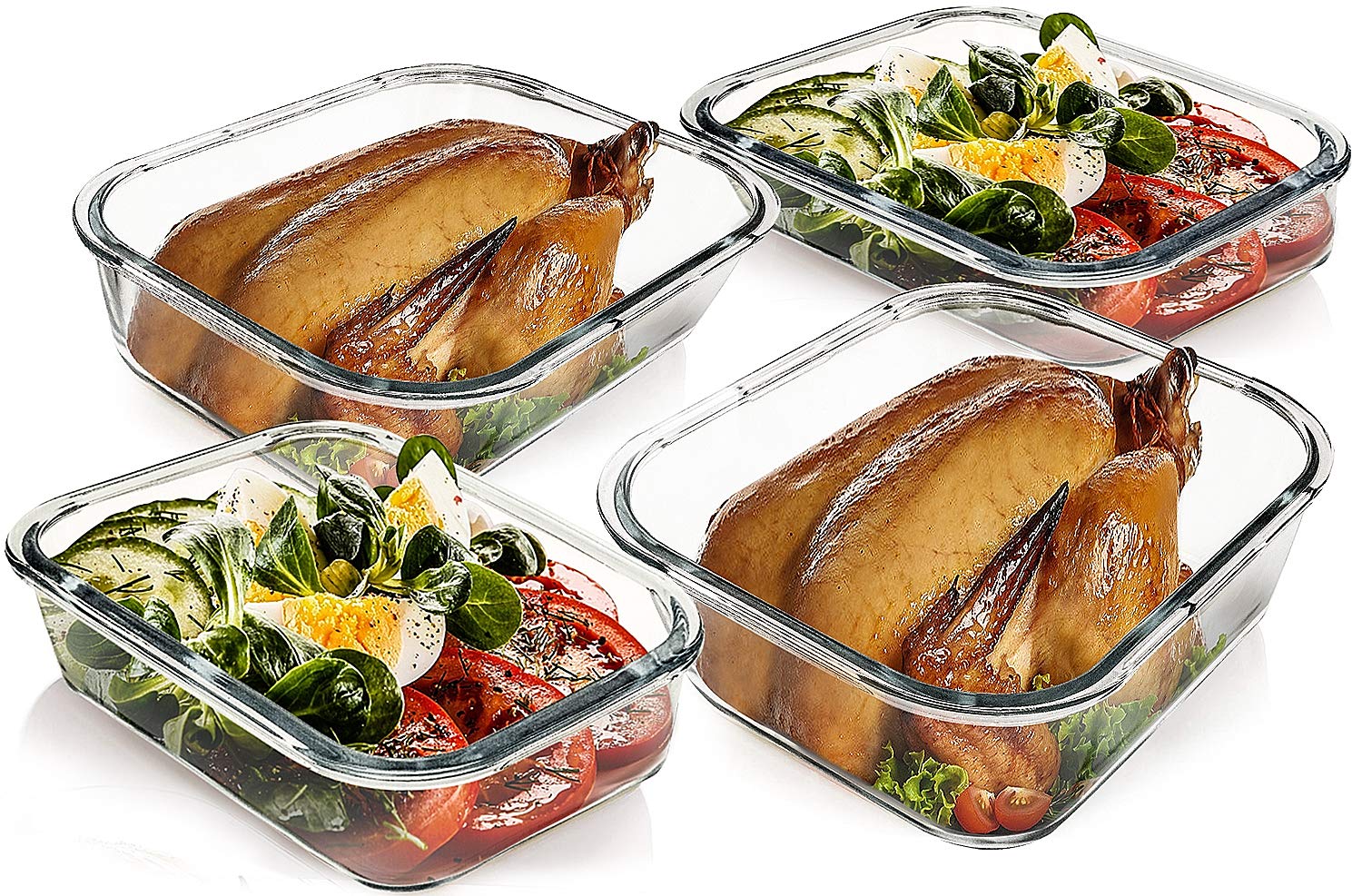 80 oz & 36 oz Extra Large Glass Food Storage Containers with Lids (4 Count)