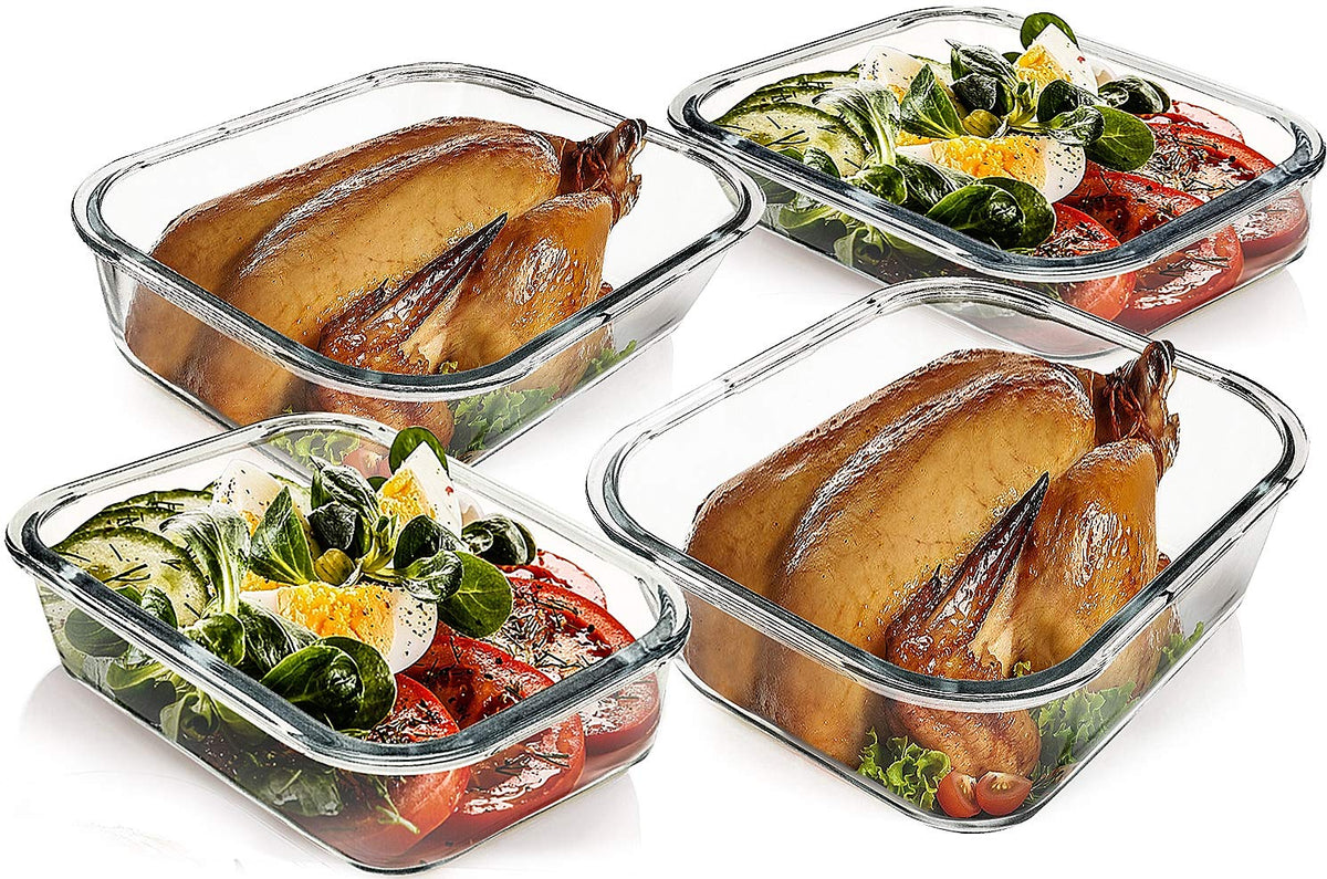 80 oz & 36 oz Extra Large Glass Food Storage Containers with Lids (4 Count)