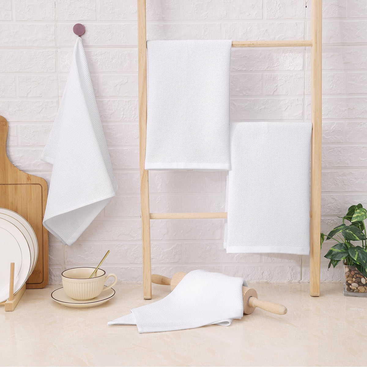 100% Cotton Waffle Weave Kitchen Towels (6 Count)