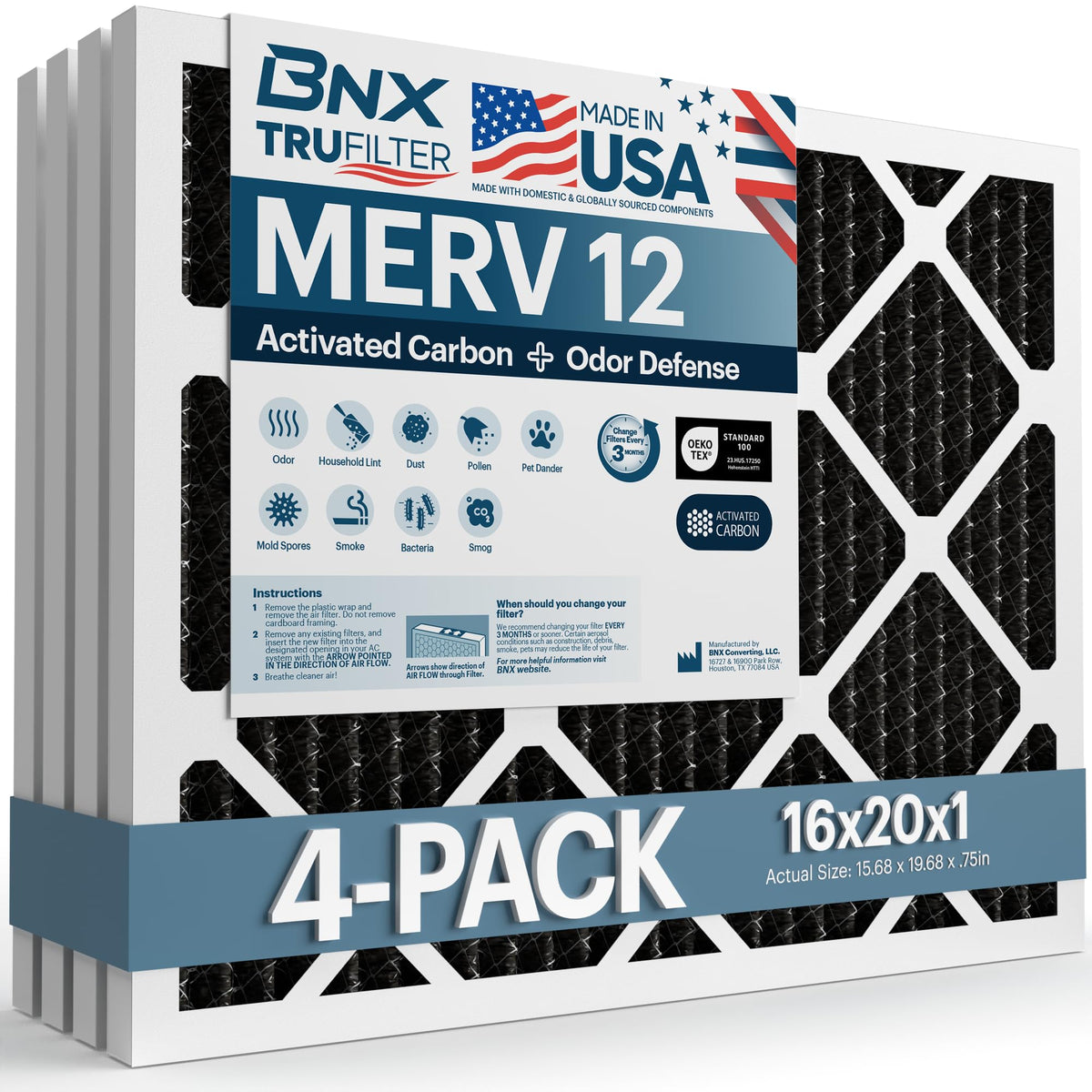 TruFilter 16x20x1 MERV 12 Odor Defense (4 Count)