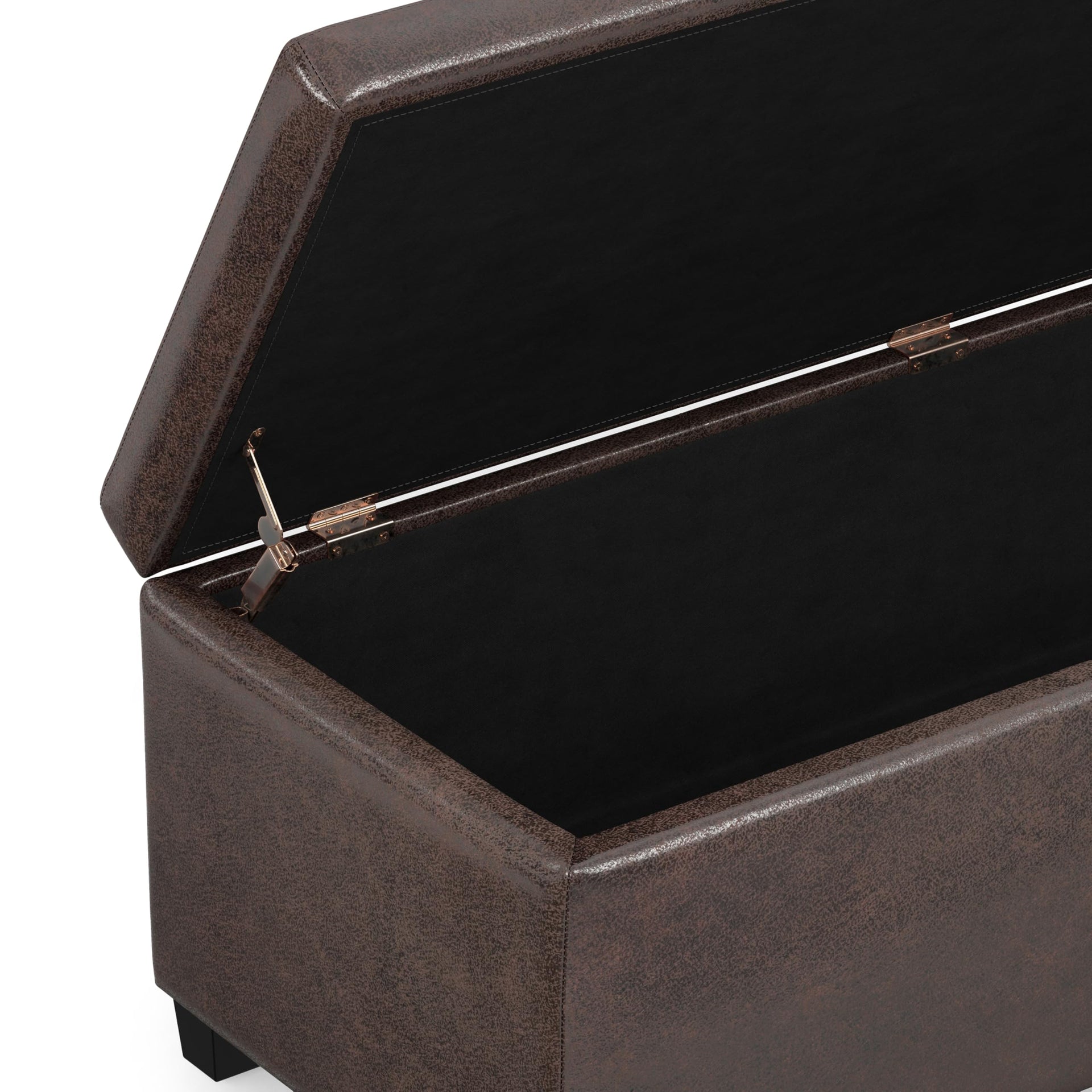 Avalon 48" Wide Vegan Leather Storage Ottoman in Brown