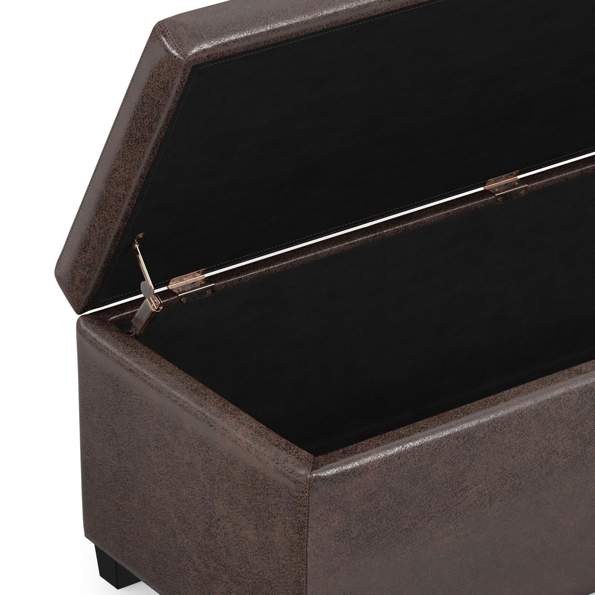 Avalon 48" Wide Vegan Leather Storage Ottoman in Brown