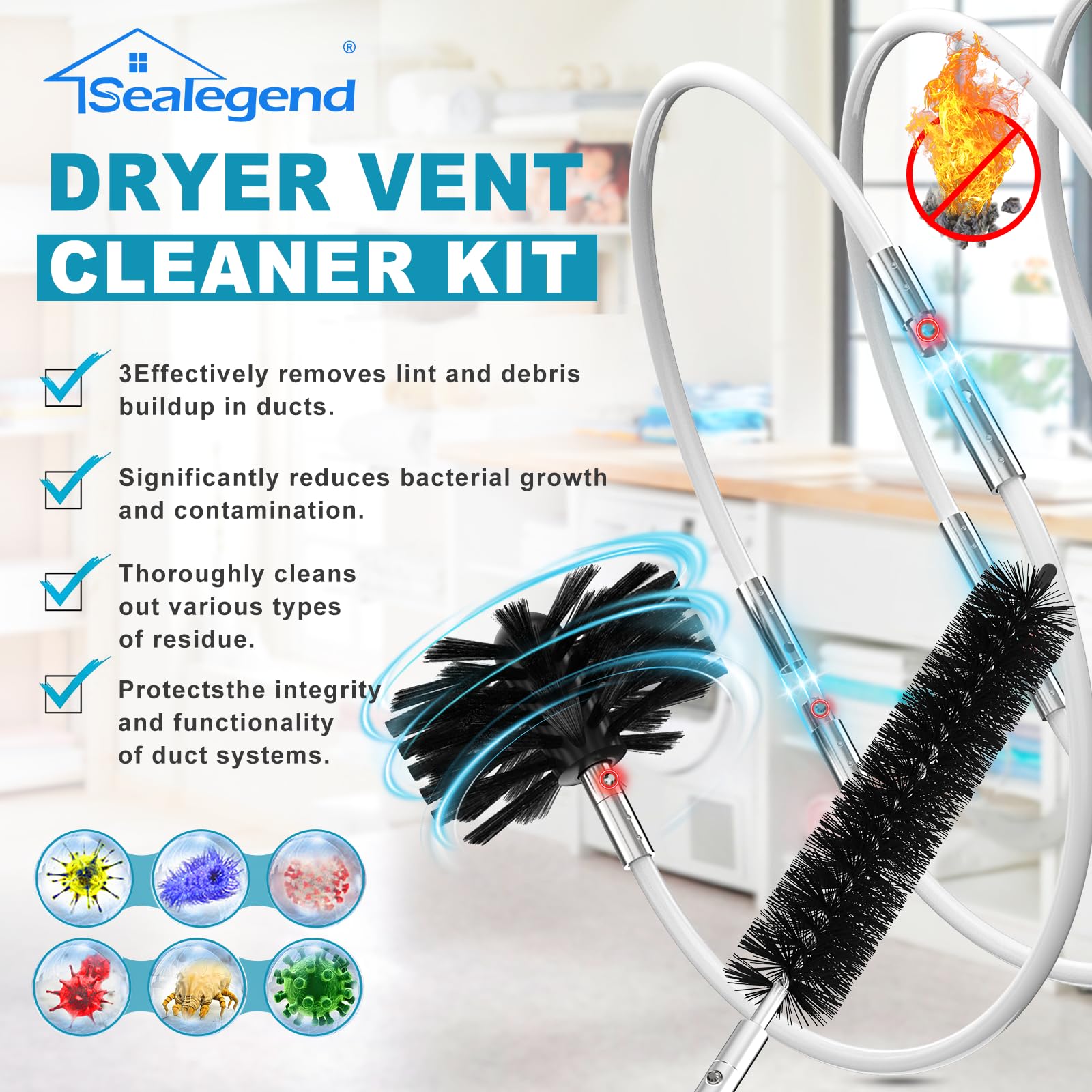 60Ft Dryer Vent Cleaner Kit