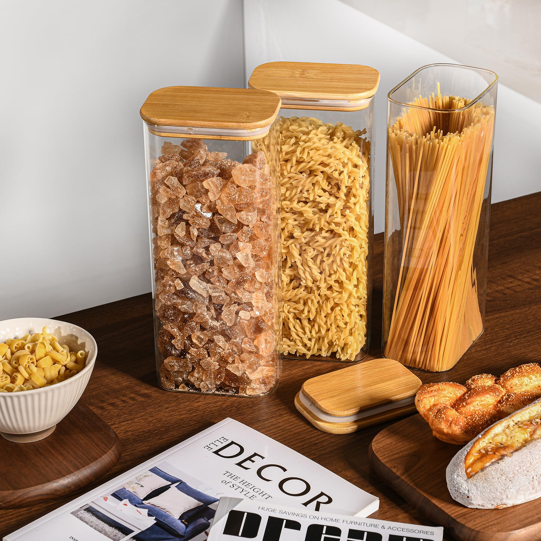 71oz Rectangle Airtight Glass Storage Containers with Bamboo Lids (4 Count)