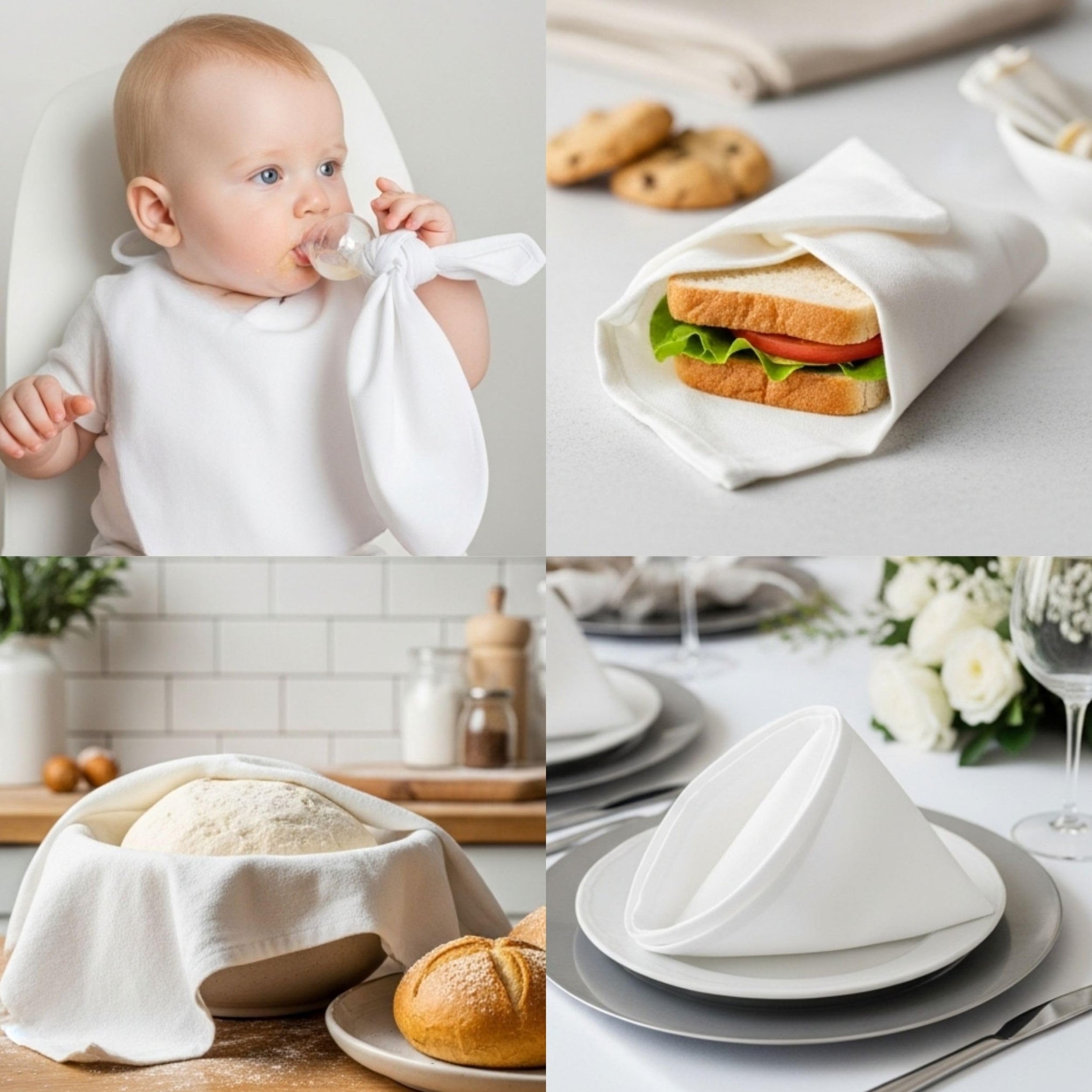 Flour Sack Towels 100% Cotton Dish Towel Reusable Baking Cloth for Bread Dough (6 Count)