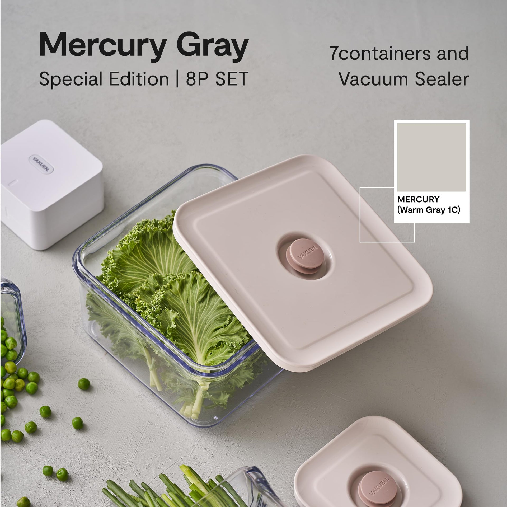 Premium Airtight Food Storage Container. Special Edition Mercury Color 8P