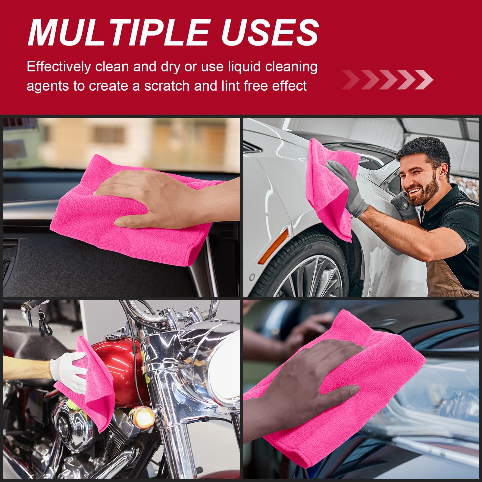 200 Pcs Microfiber Cleaning Cloth 16x16 Inch Microfiber Towels for Car Ultra Absorbent Cleaning Rags Reusable Lint Free Streak Free Detailing Towel for Car Washing Drying Dusting (200 Count)