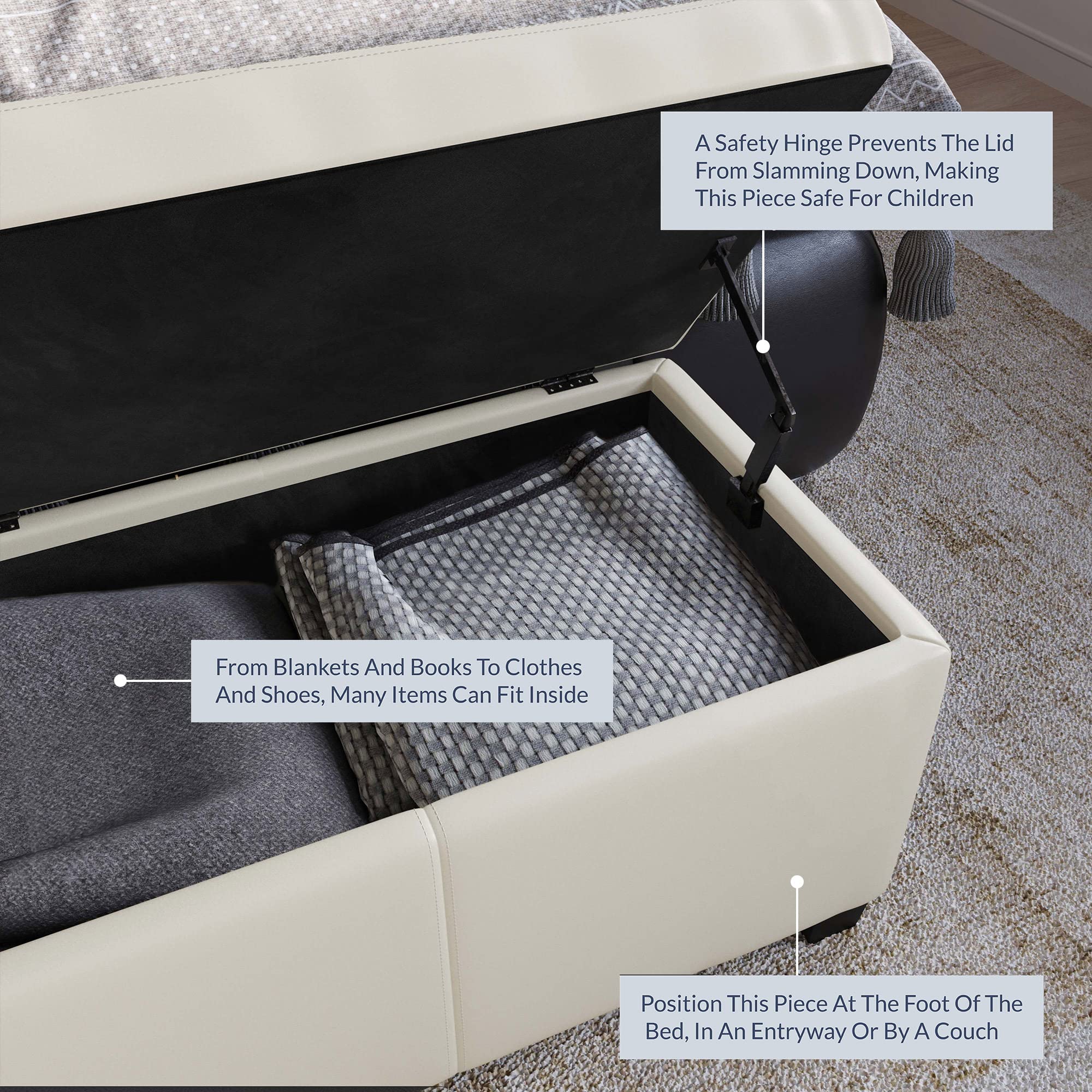 Storage Faux Leather Ottoman