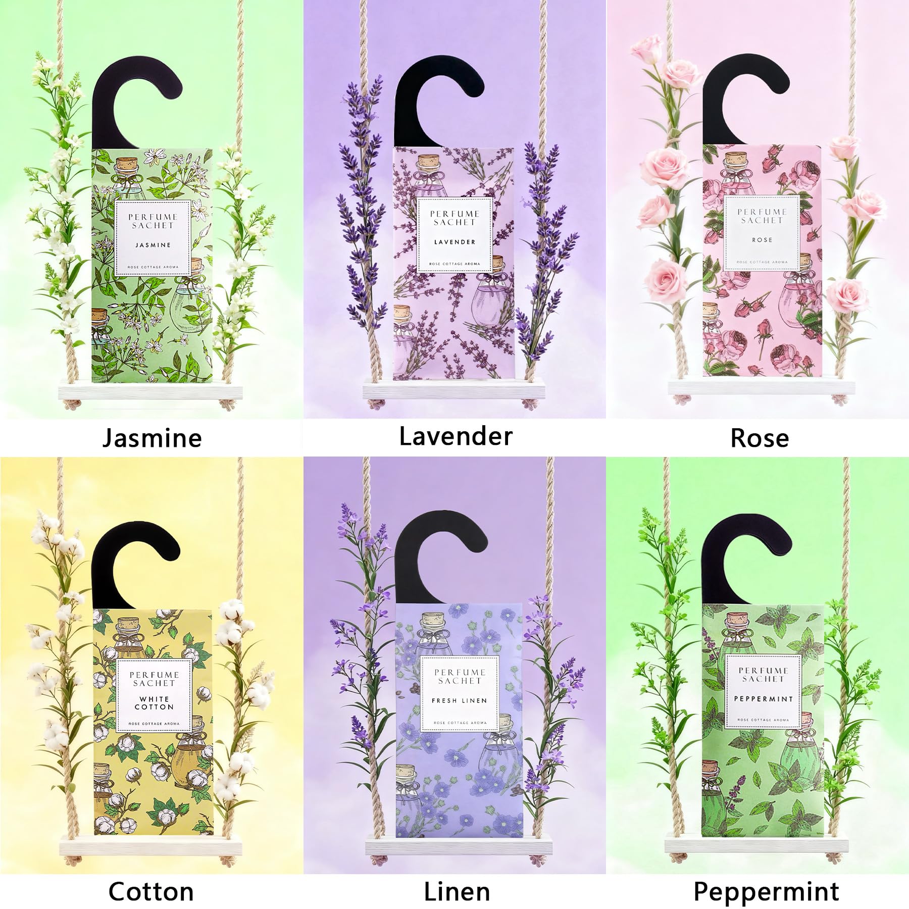 Large 12 Packs Hanging Scented Sachets Long (12 Count)