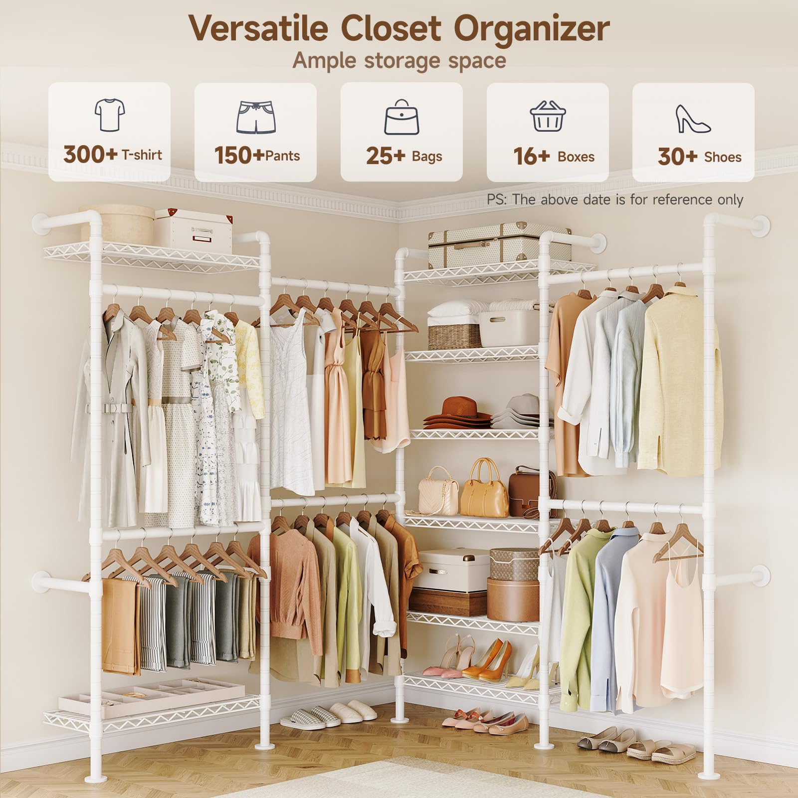 L4 Wall Mounted Heavy Duty Corner Industrial Pipe Clothing Rack