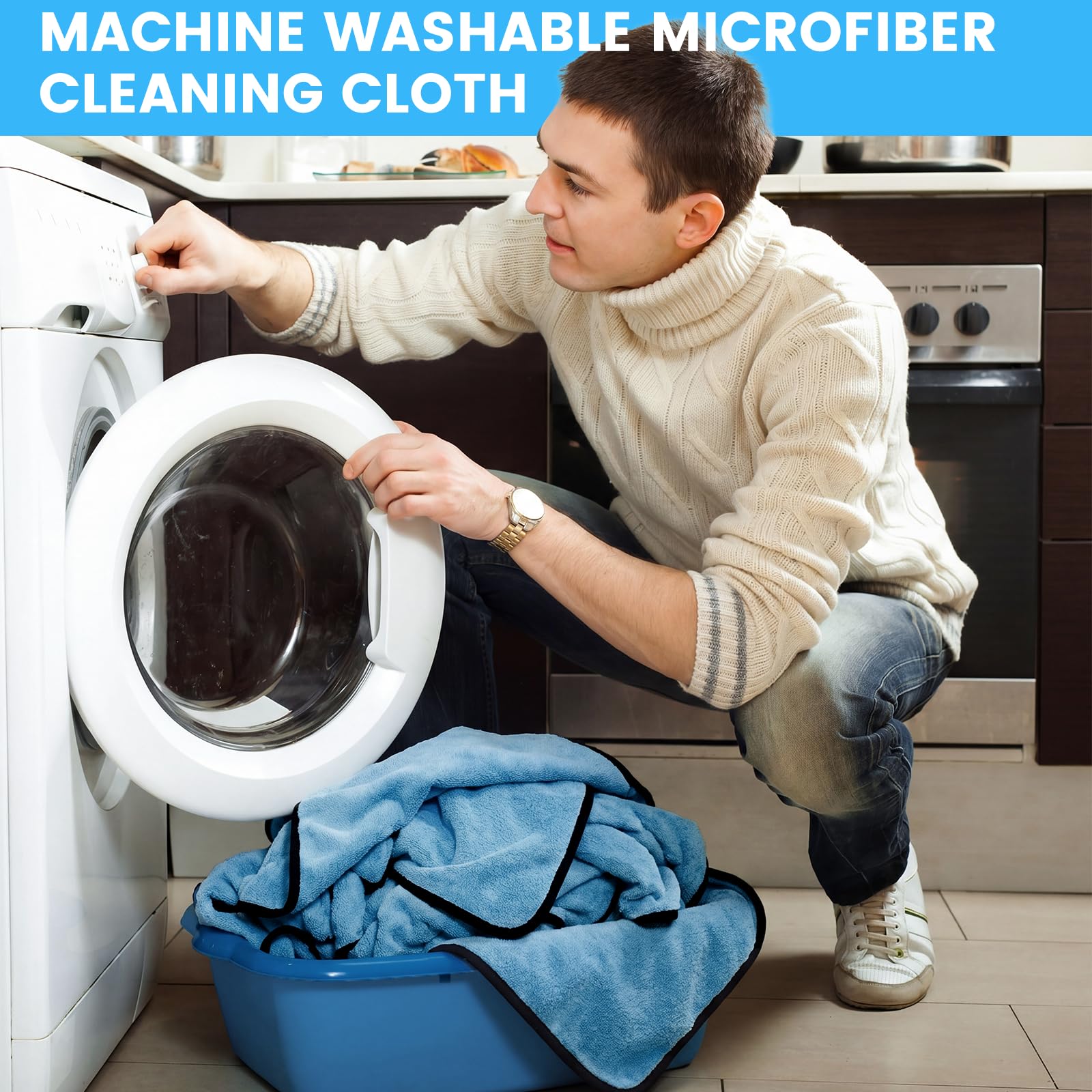 60 Pcs Light Blue Microfiber Towels (60 Count)