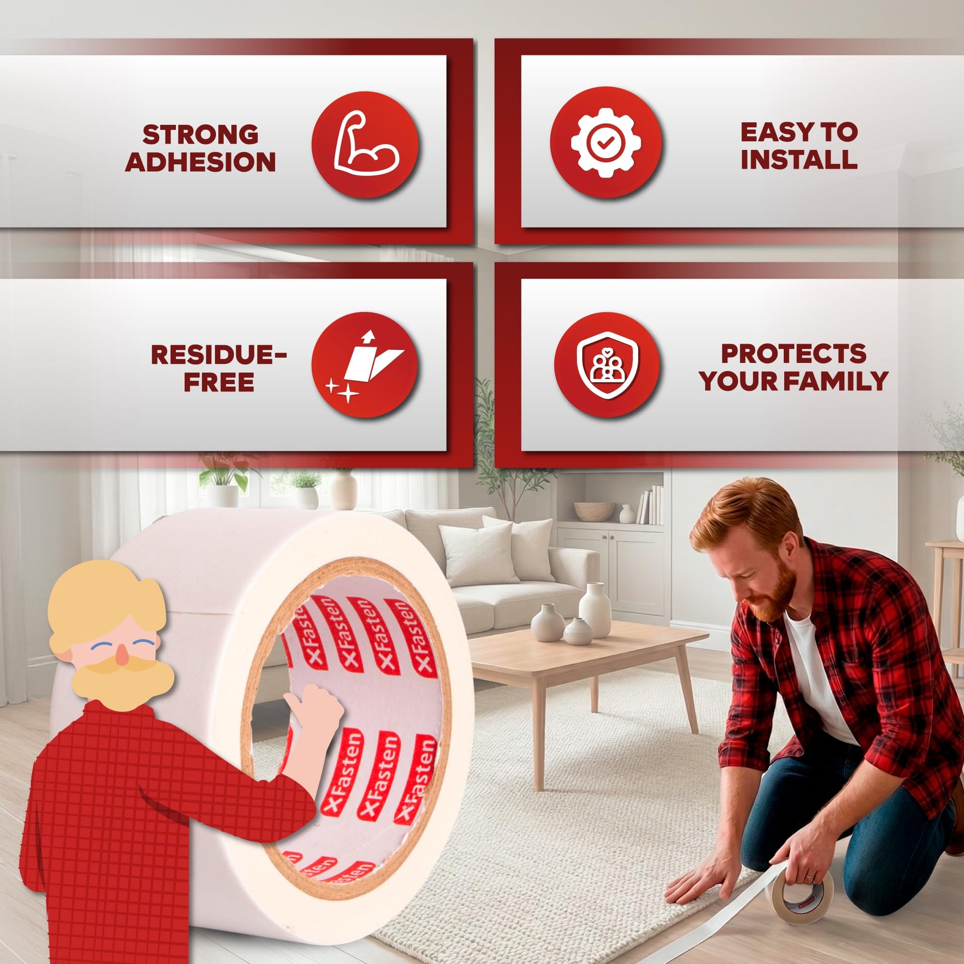 Double Sided Carpet Tape for Area Rugs