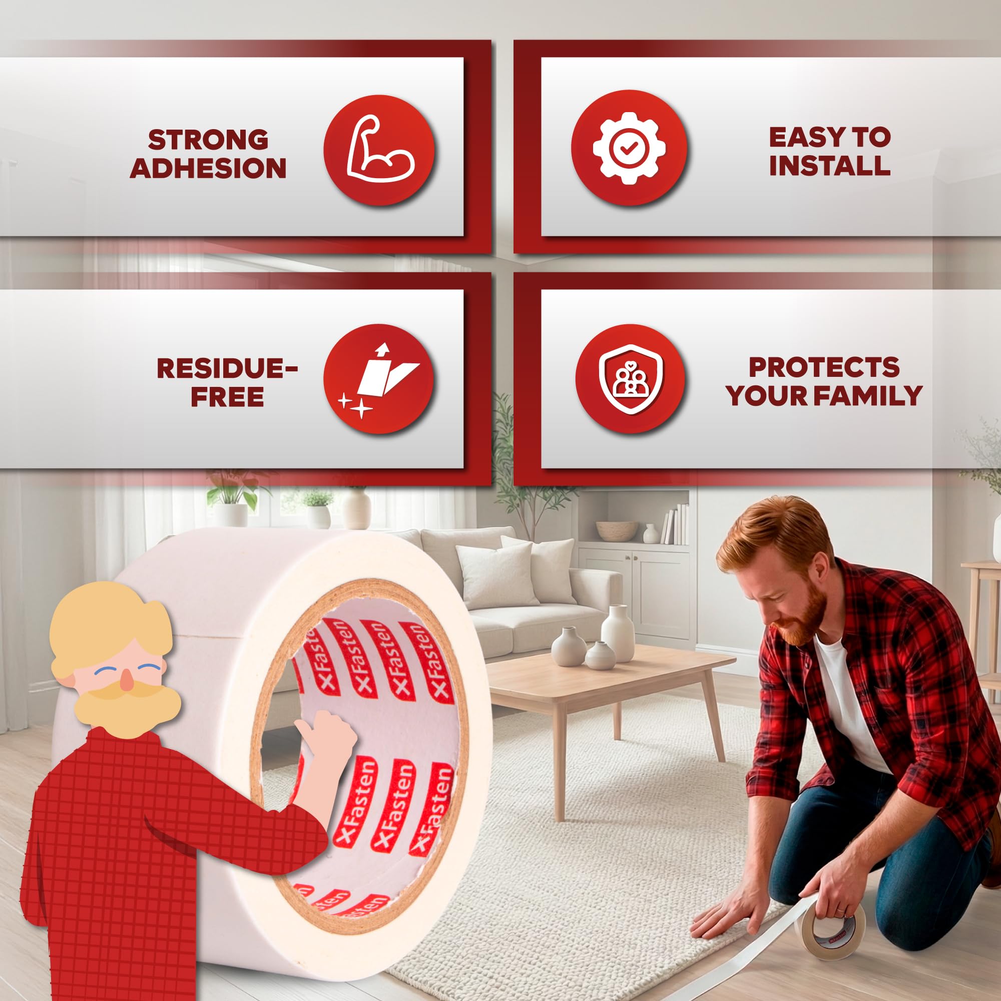 Double Sided Carpet Tape for Area Rugs