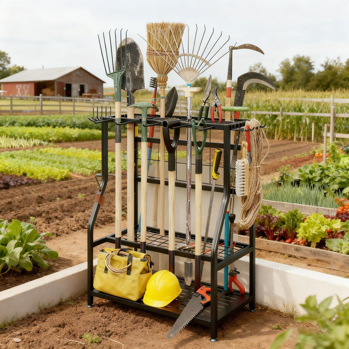 Garden Tool Organizer Yard Tool Tower Rack Shed Organization