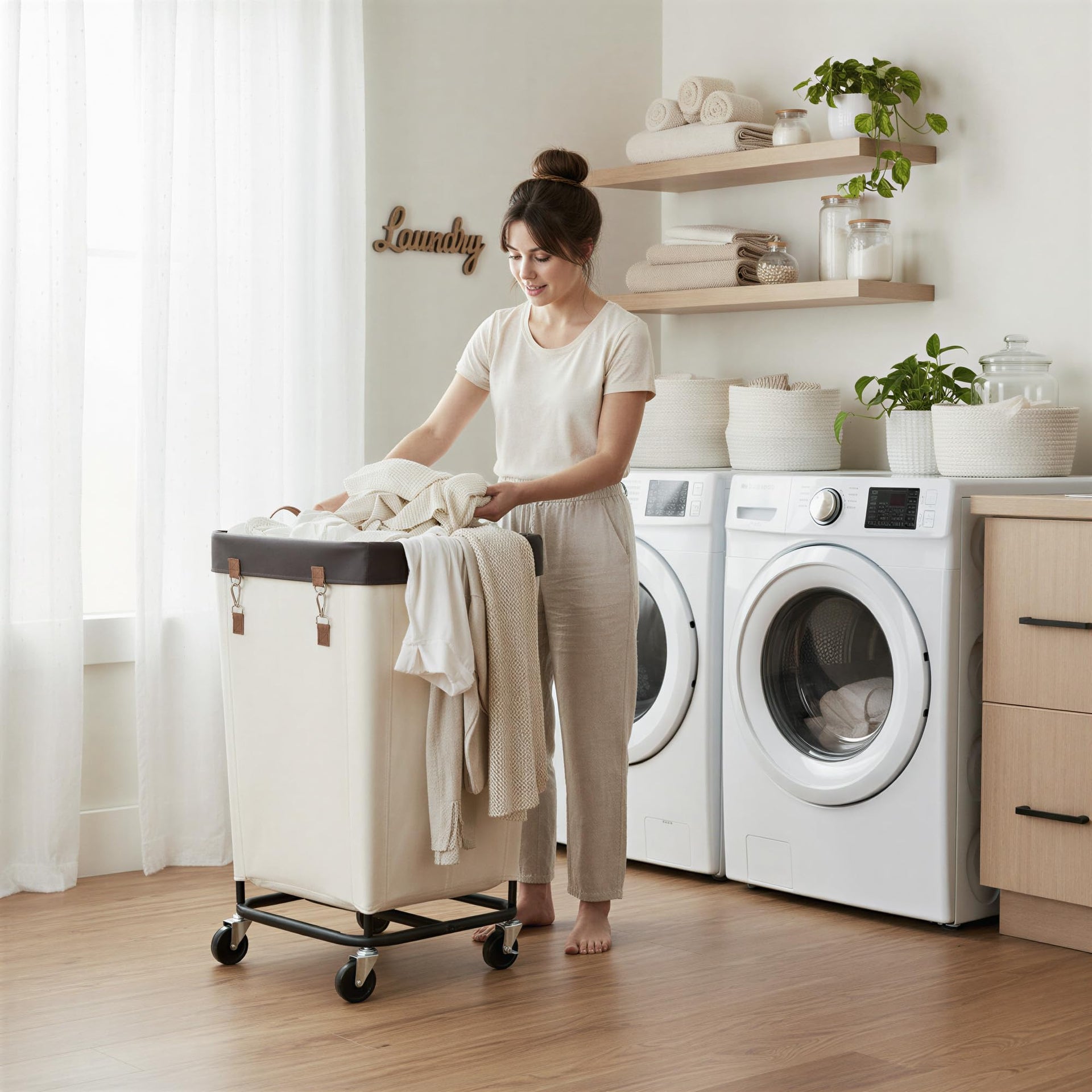 160L Laundry Basket with Wheels