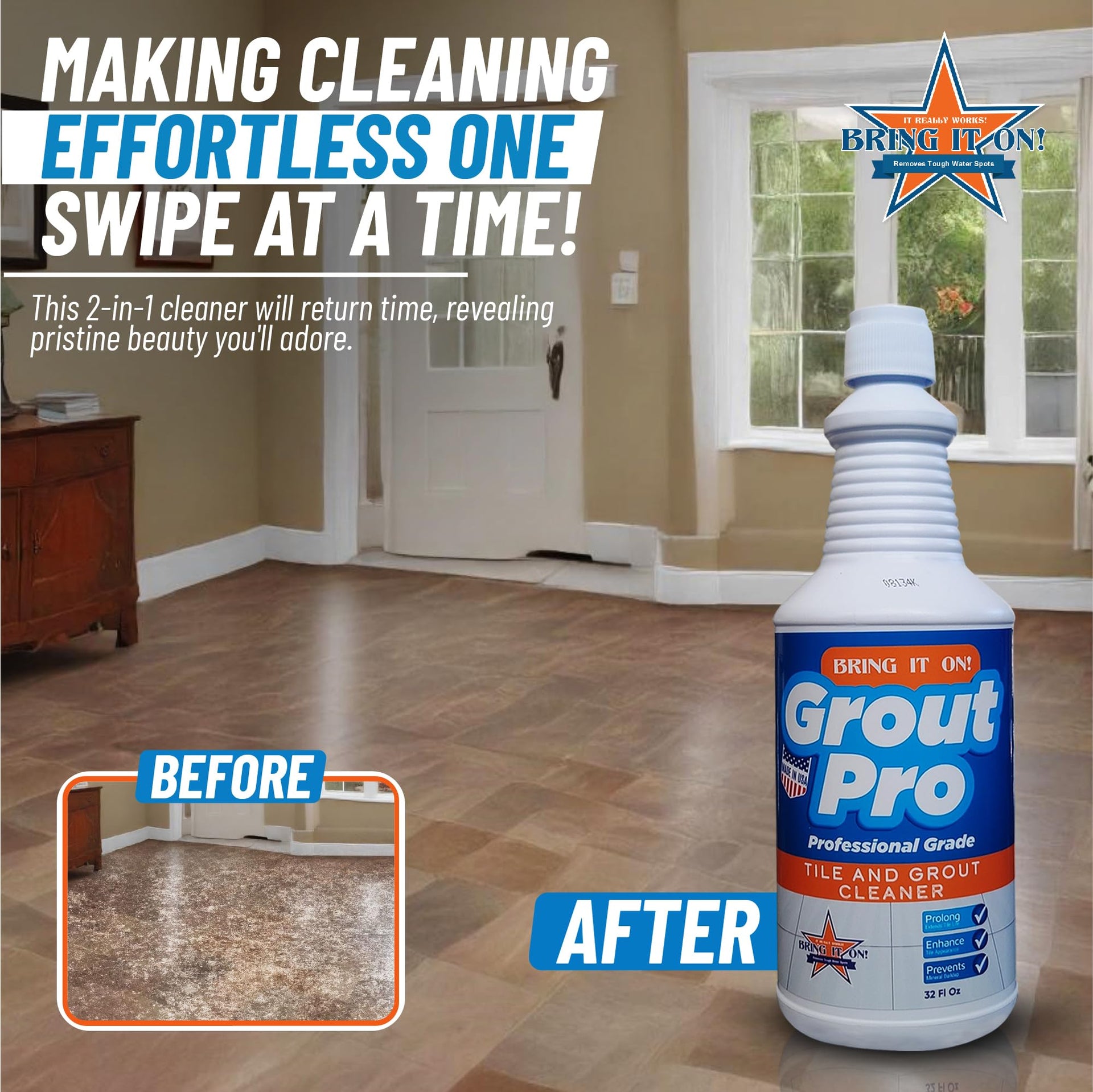 Bring It On Grout Cleaner with Grout Cleaning Brush (32 Fl Oz)