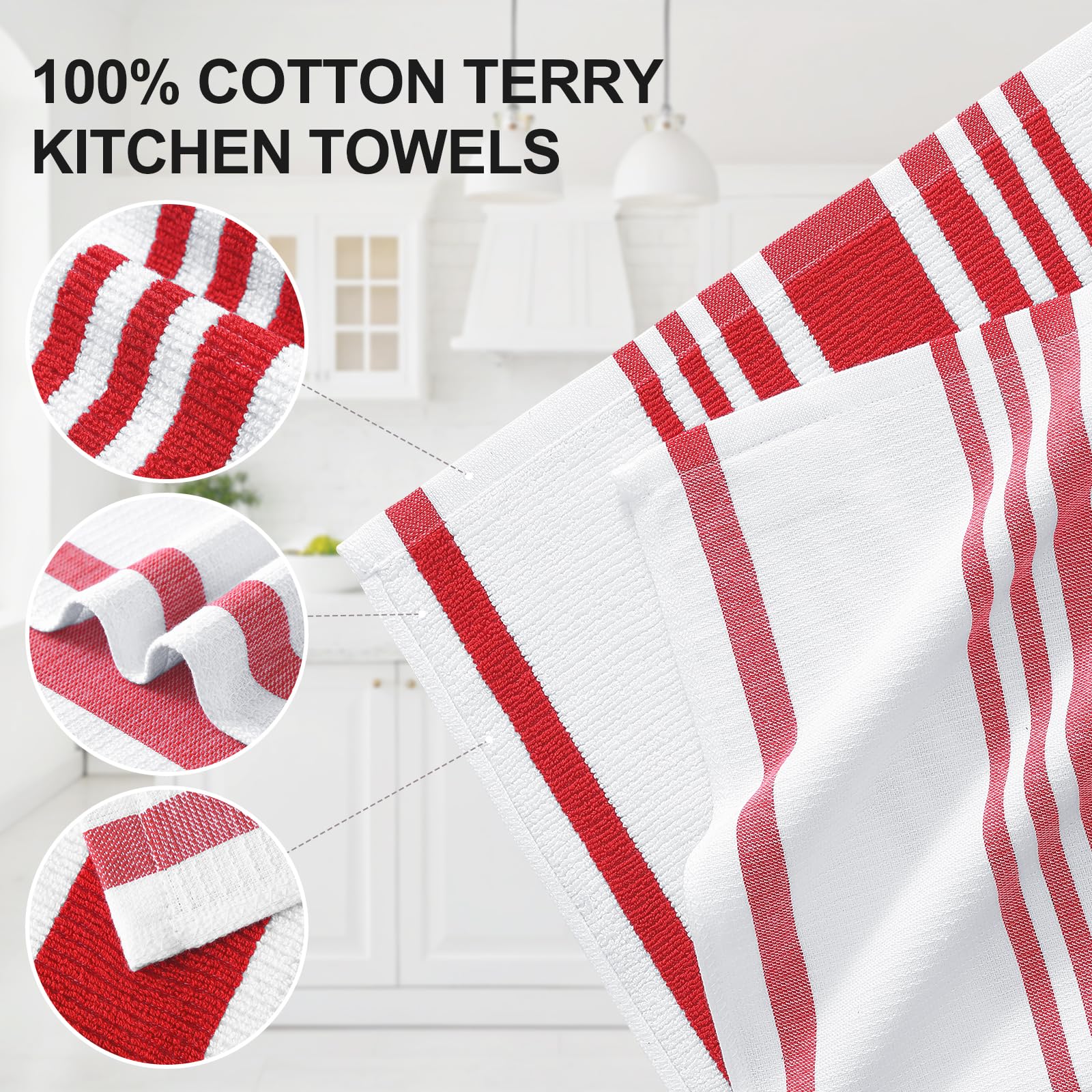 Premium Cotton Stripe Kitchen Towels 8 Pack (8 Count)