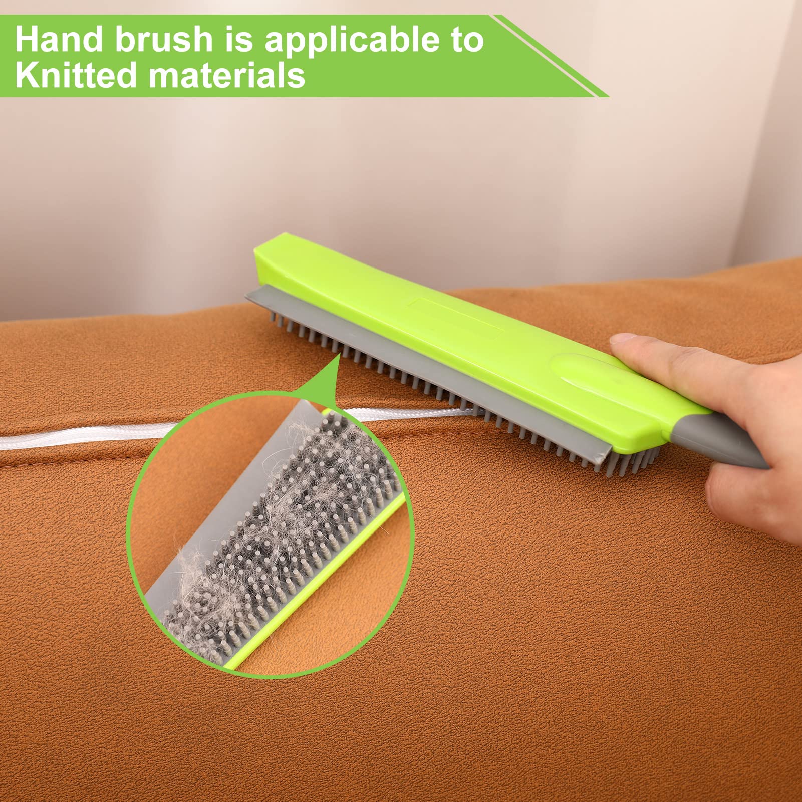 Rubber Broom with Squeegee for Carpet Pet Hair Remover