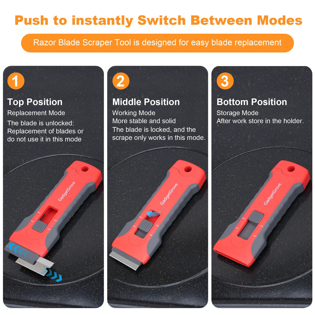 Razor Blade Scraper with 2 Pcs Plastic Scraper