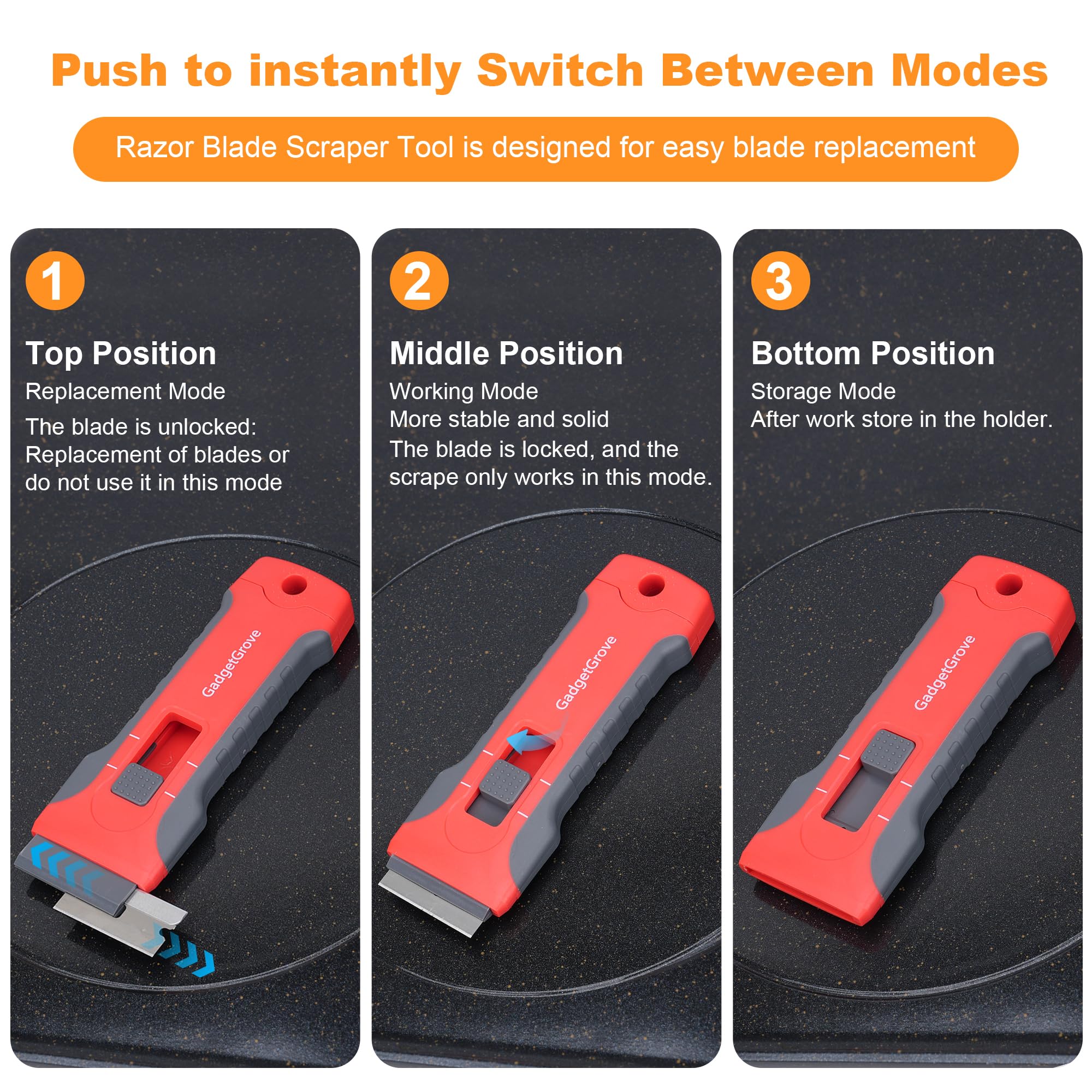 Razor Blade Scraper with 2 Pcs Plastic Scraper