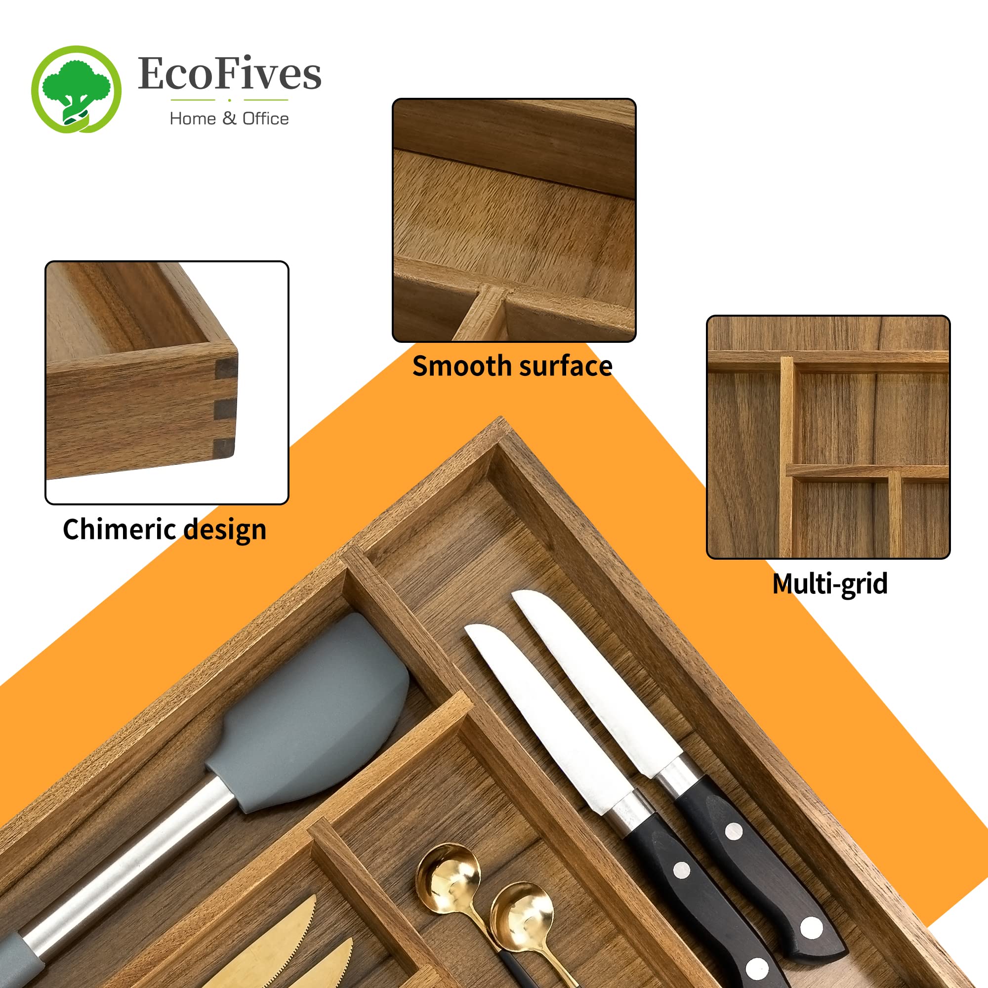 Luxury Acacia Kitchen Drawer Organizer