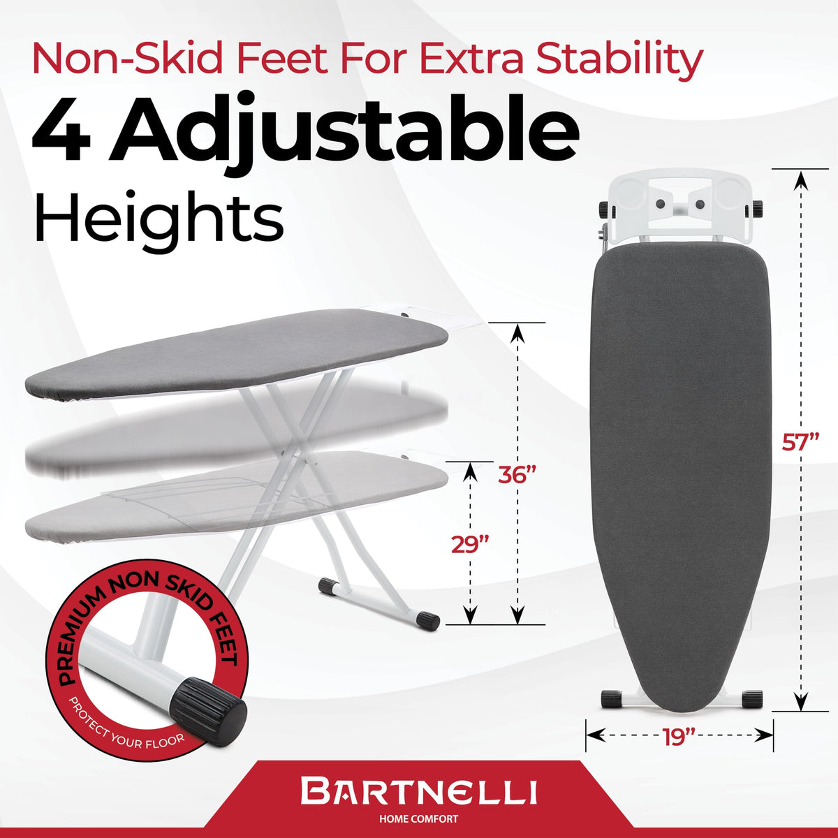 Extra Wide Pro Ironing Board 19x48 Ironing Surface with Iron Rest