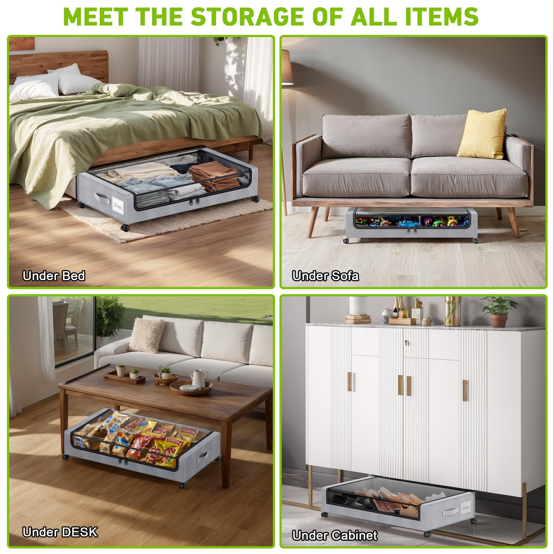 Under Bed Storage with Wheels (4 Count)