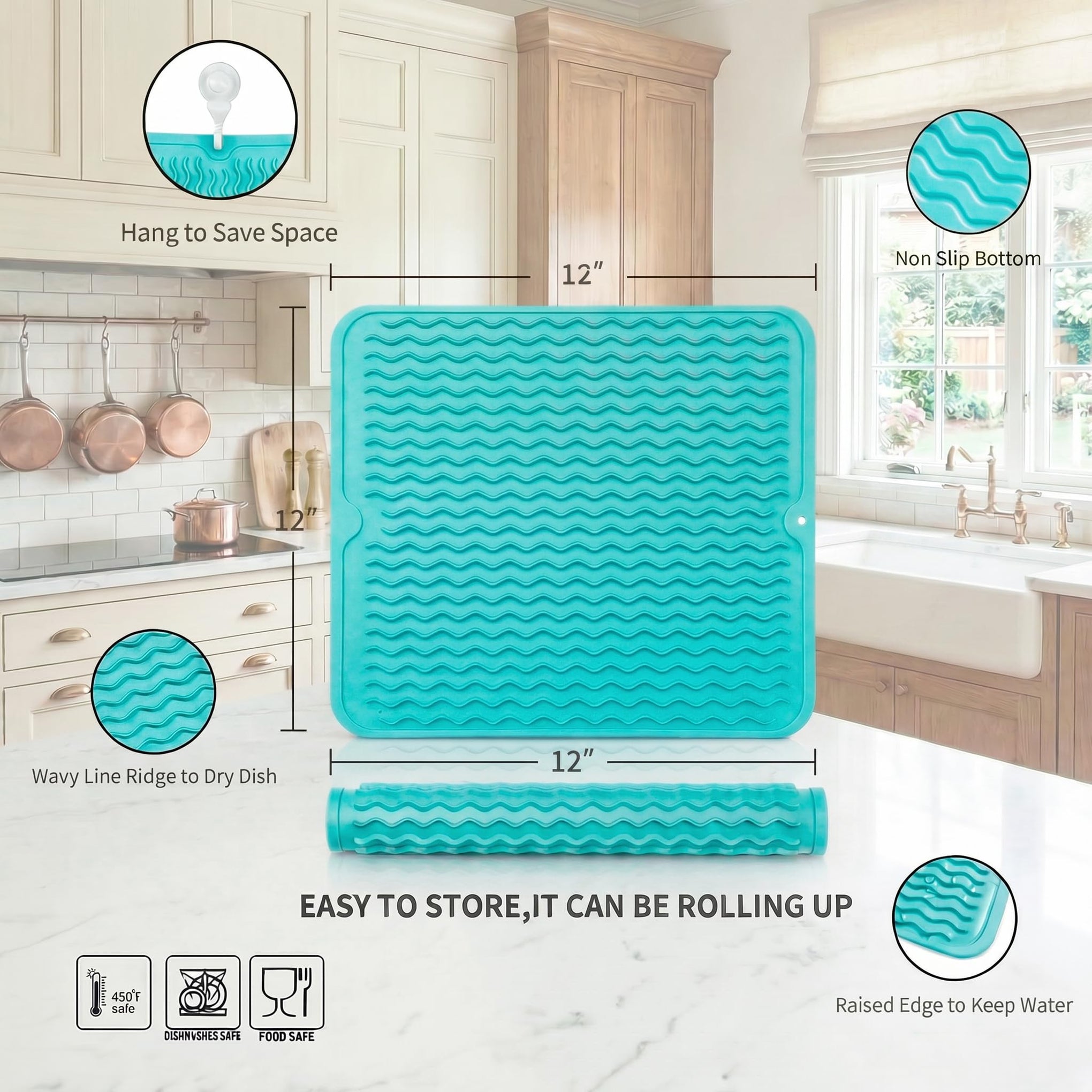 Silicone Dish Drying Mat for Multiple Usage