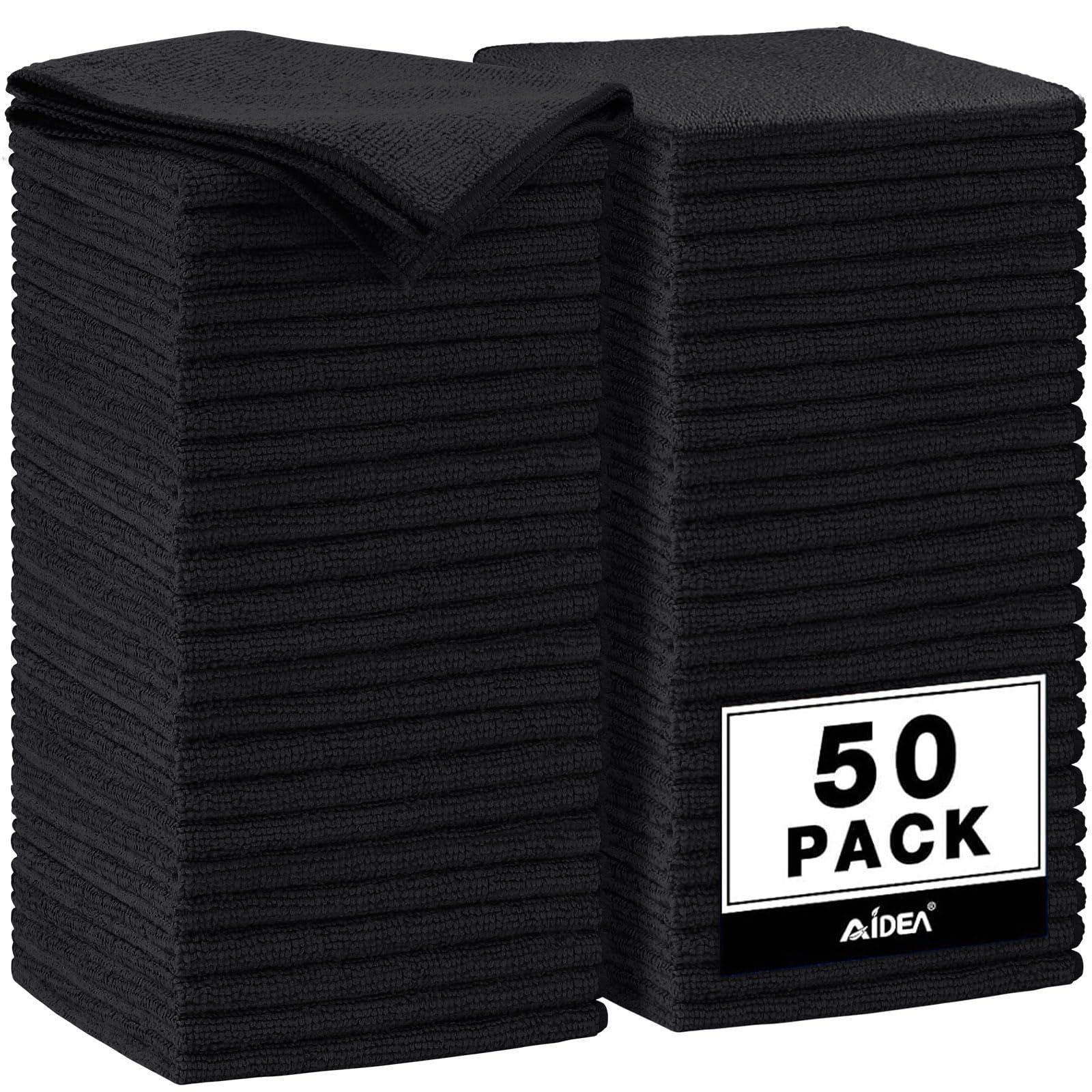 Microfiber Cleaning Cloth Black 50PK (50 Count)