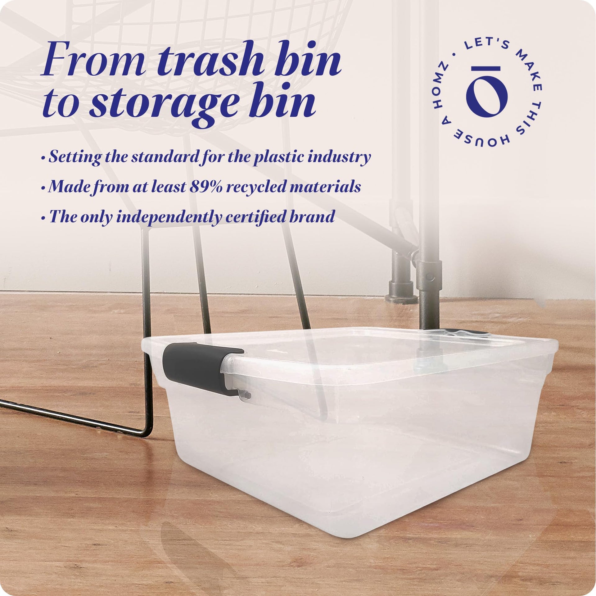 Clear Plastic Storage Bins with Latching Lids (4 Count)