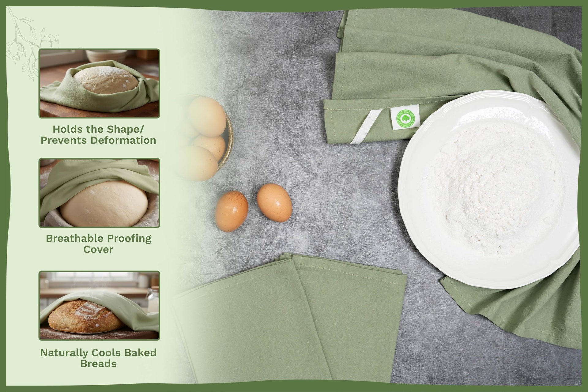 Sage Green Flour Sack Tea Towels (5 Count)