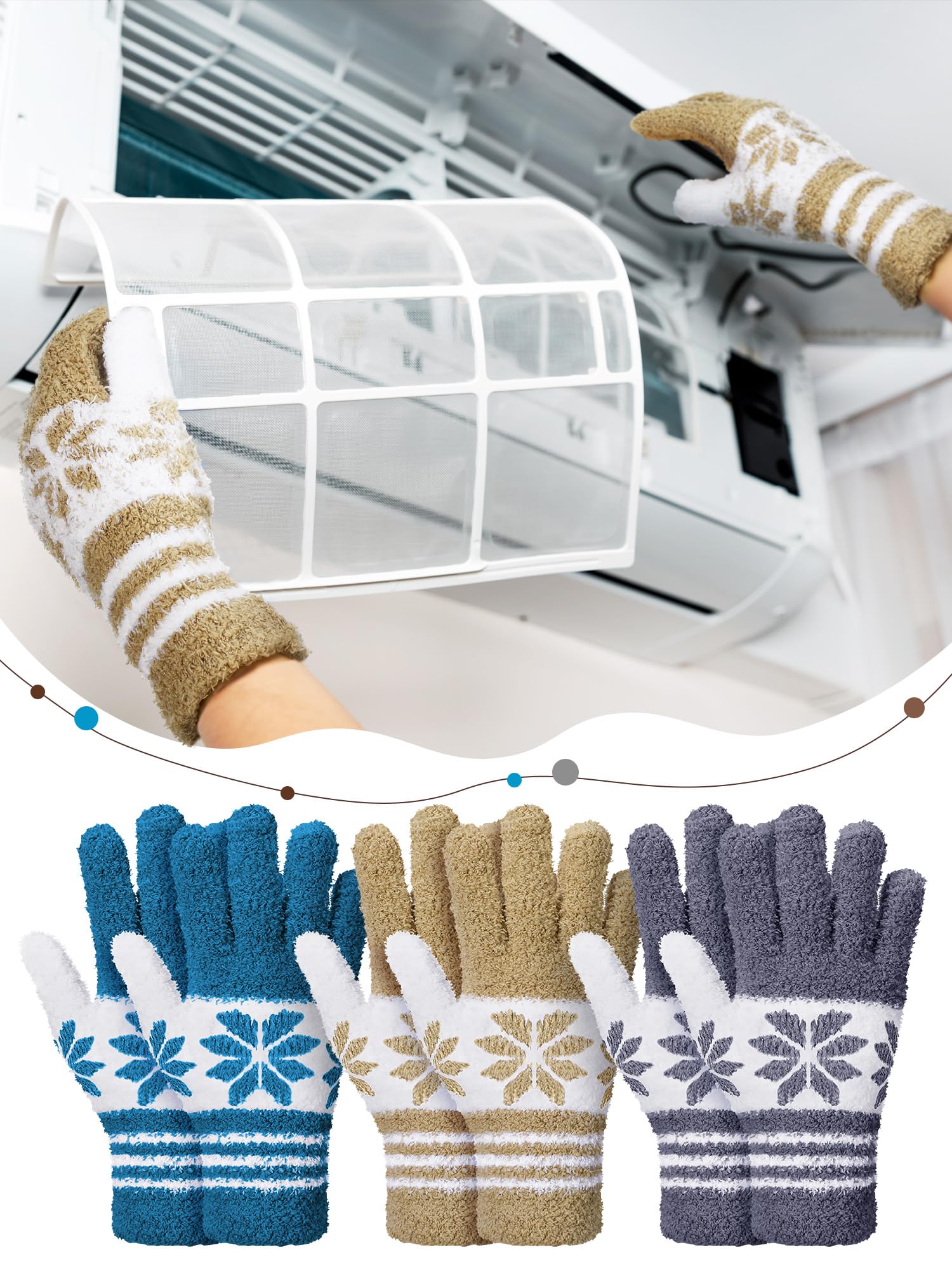 3 Pairs Microfiber Dusting Gloves for Plants Leaf (3 Count)