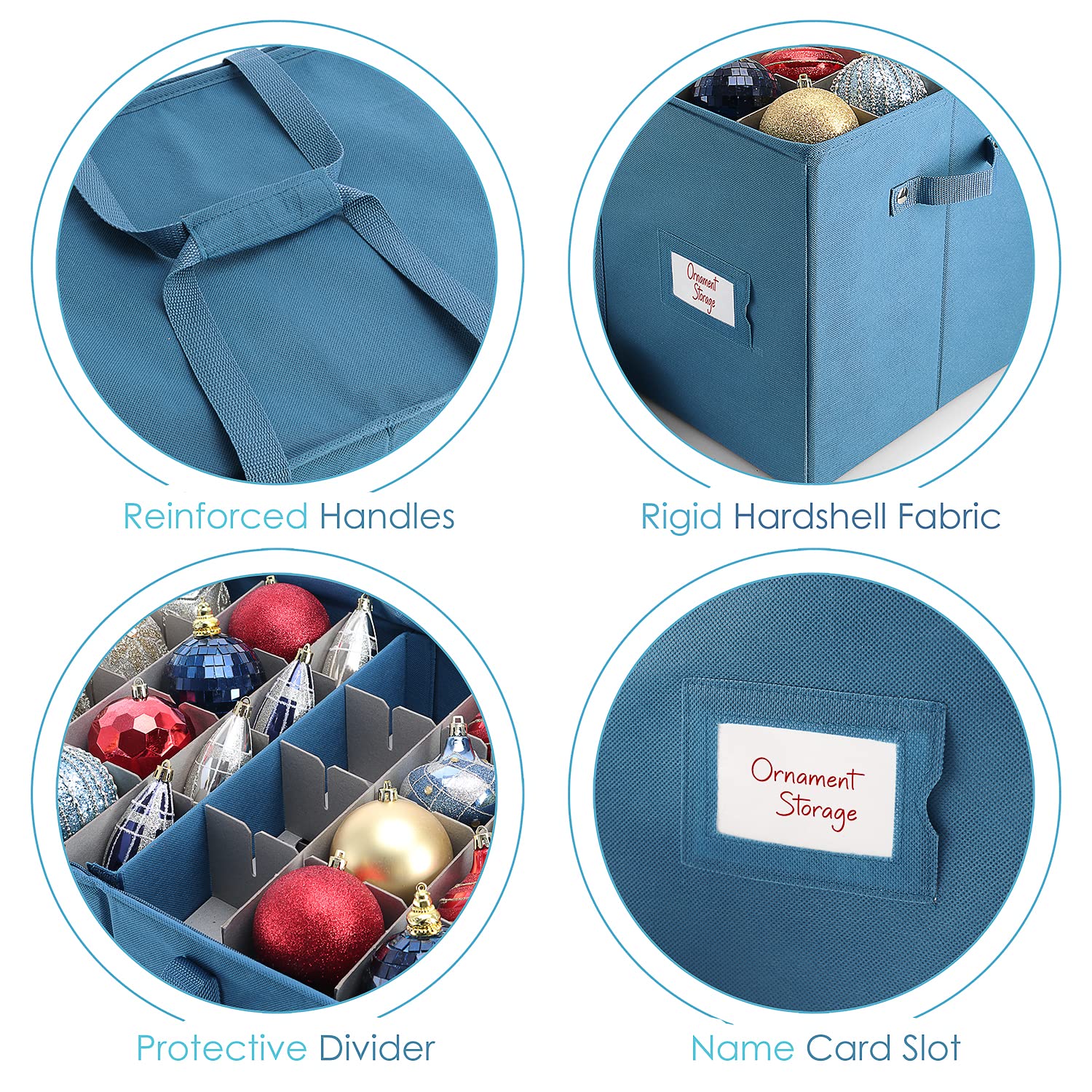 Large Christmas Ornament Storage Box With Adjustable Dividers (2 Count)
