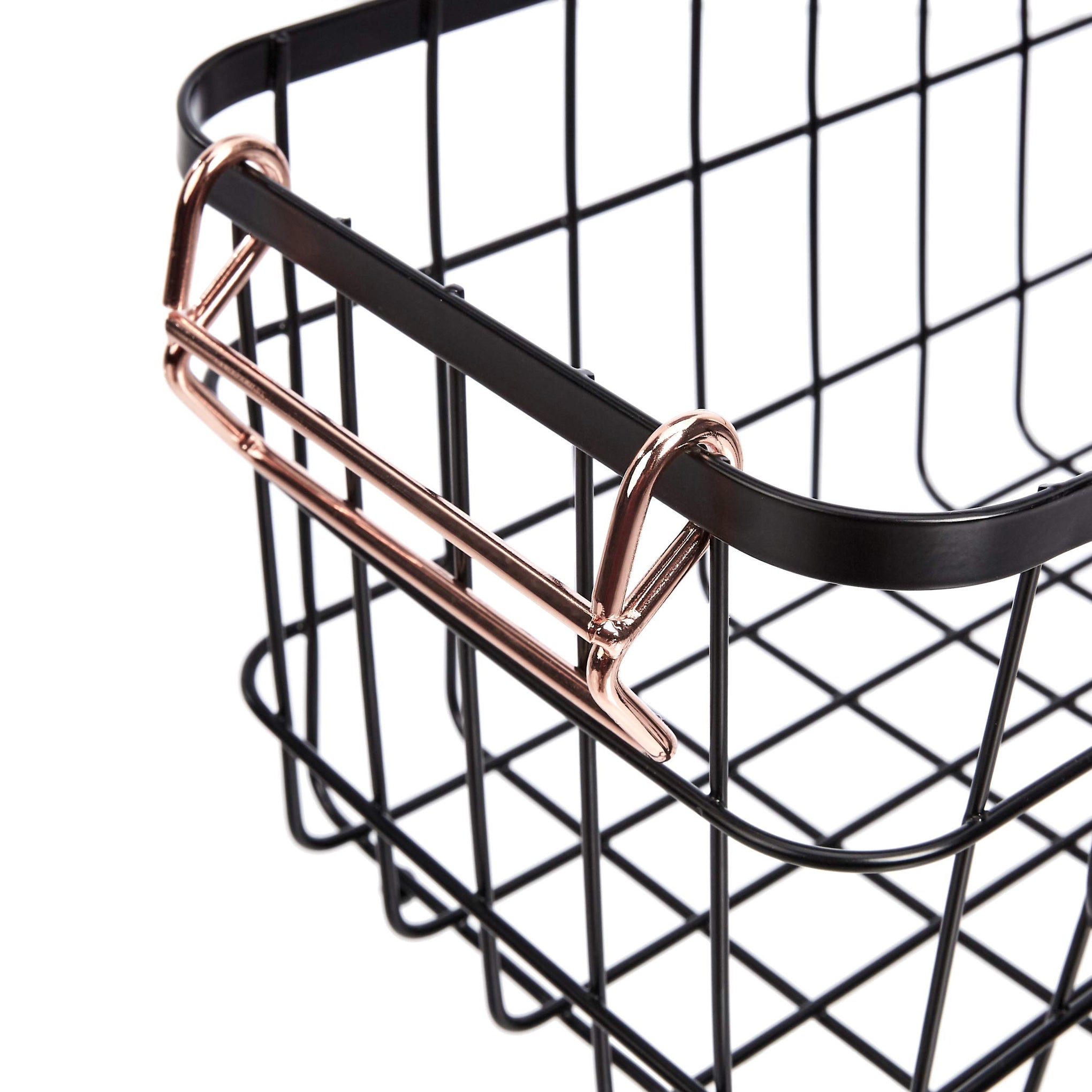Stackable Metal Wire Rectangular Storage Baskets for Kitchen (2 Count)