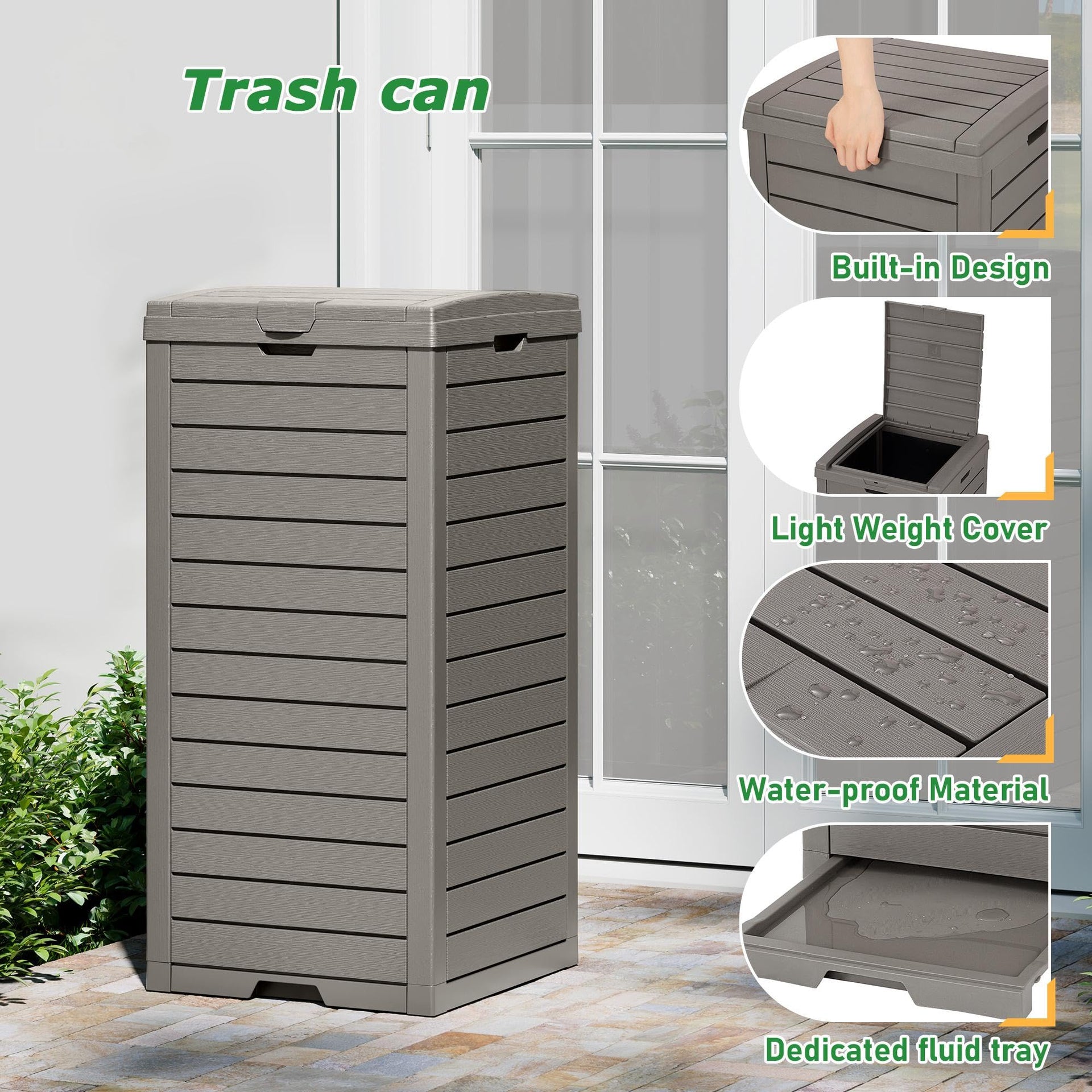 31 Gal Outdoor Trash Can with Lid