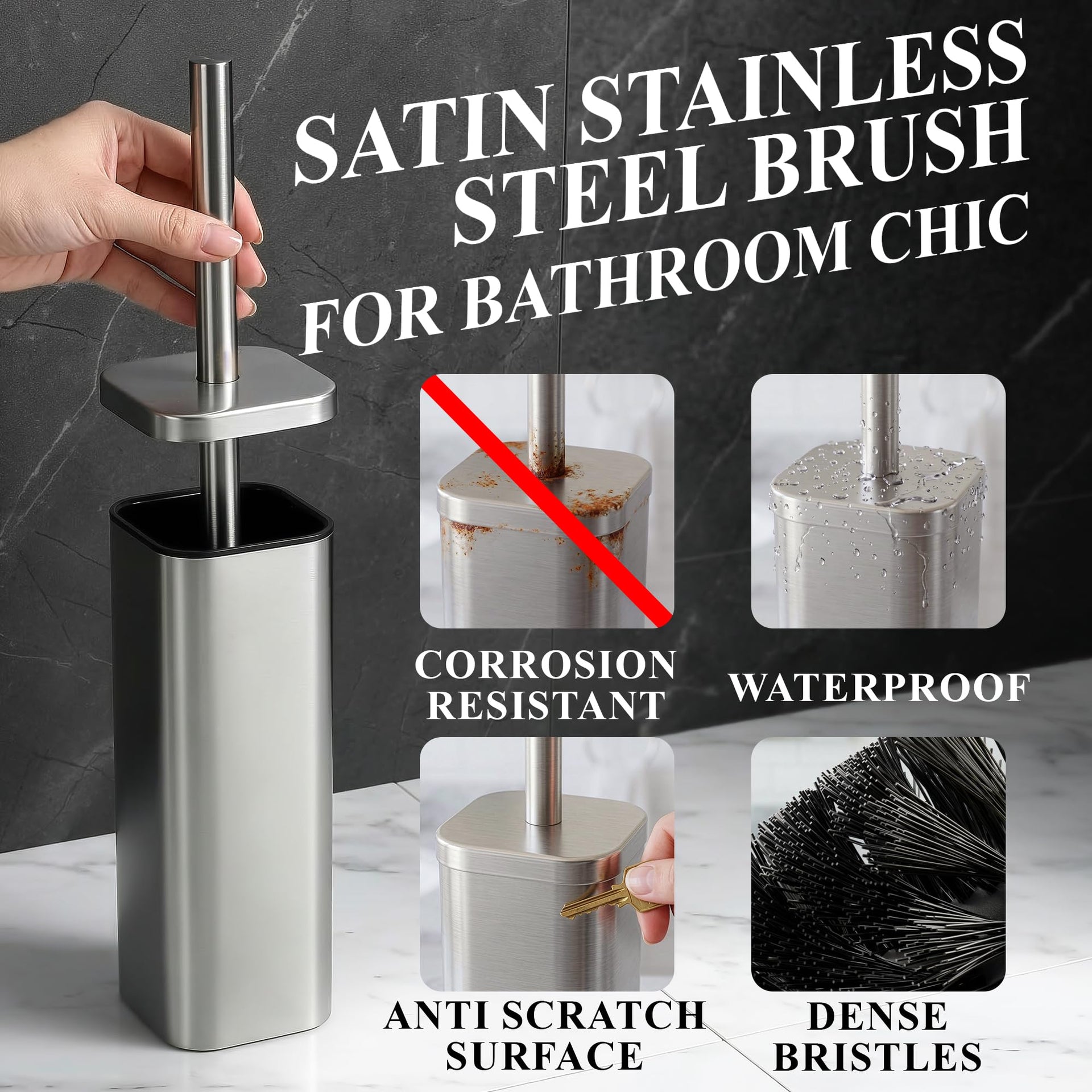Stainless Steel Toilet Brush and Holder Set