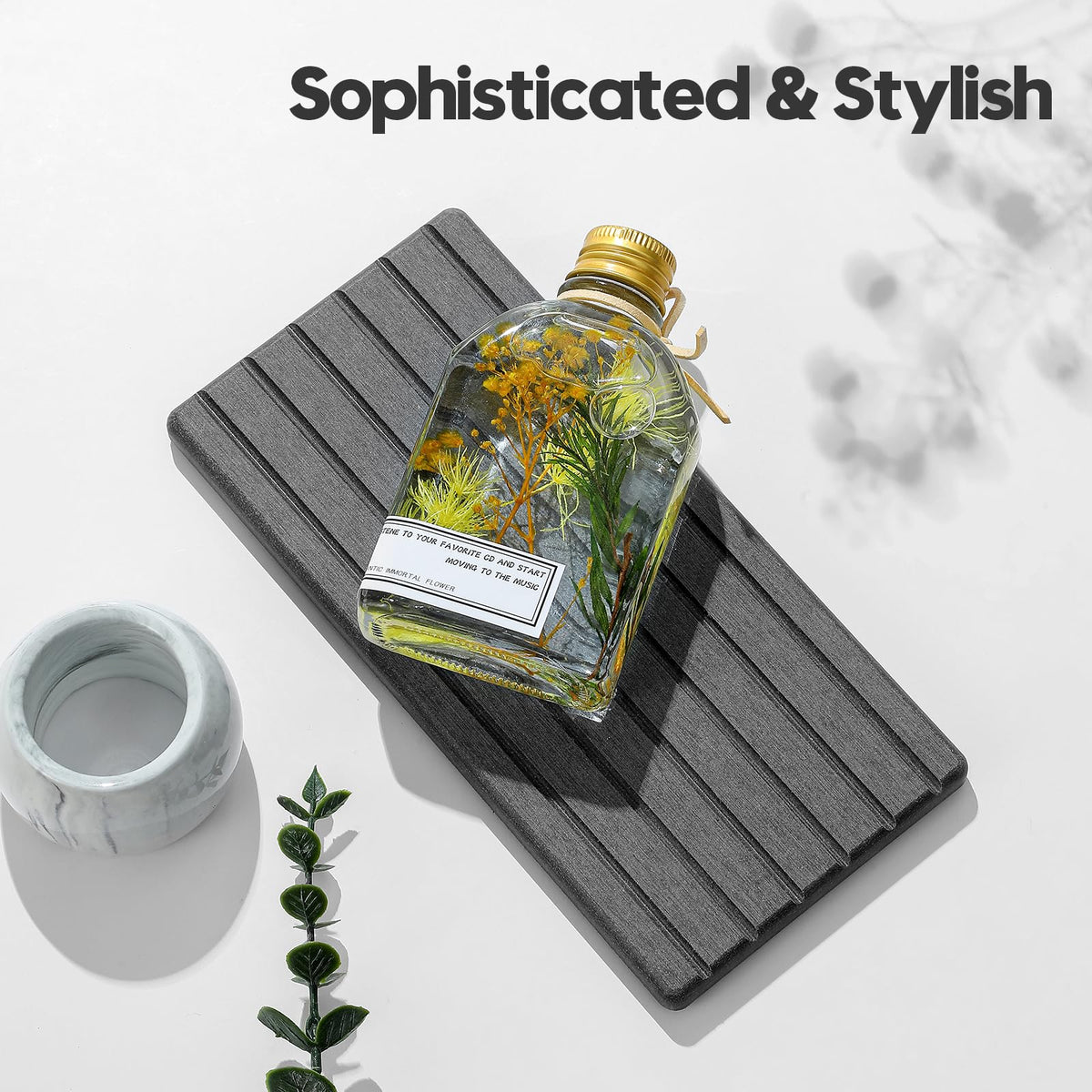 2PCS Diatomite Water Absorbing Stone Drying Tray Mat for Bathroom & Kitchen Counter (2 Count)