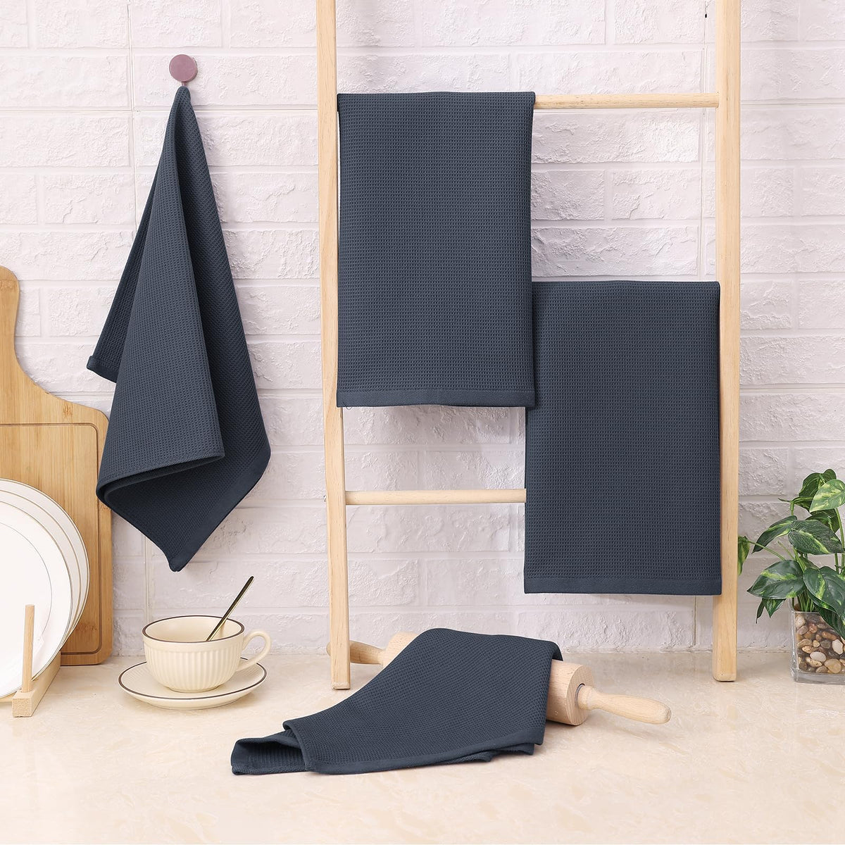 100% Cotton Waffle Weave Kitchen Towels (6 Count)
