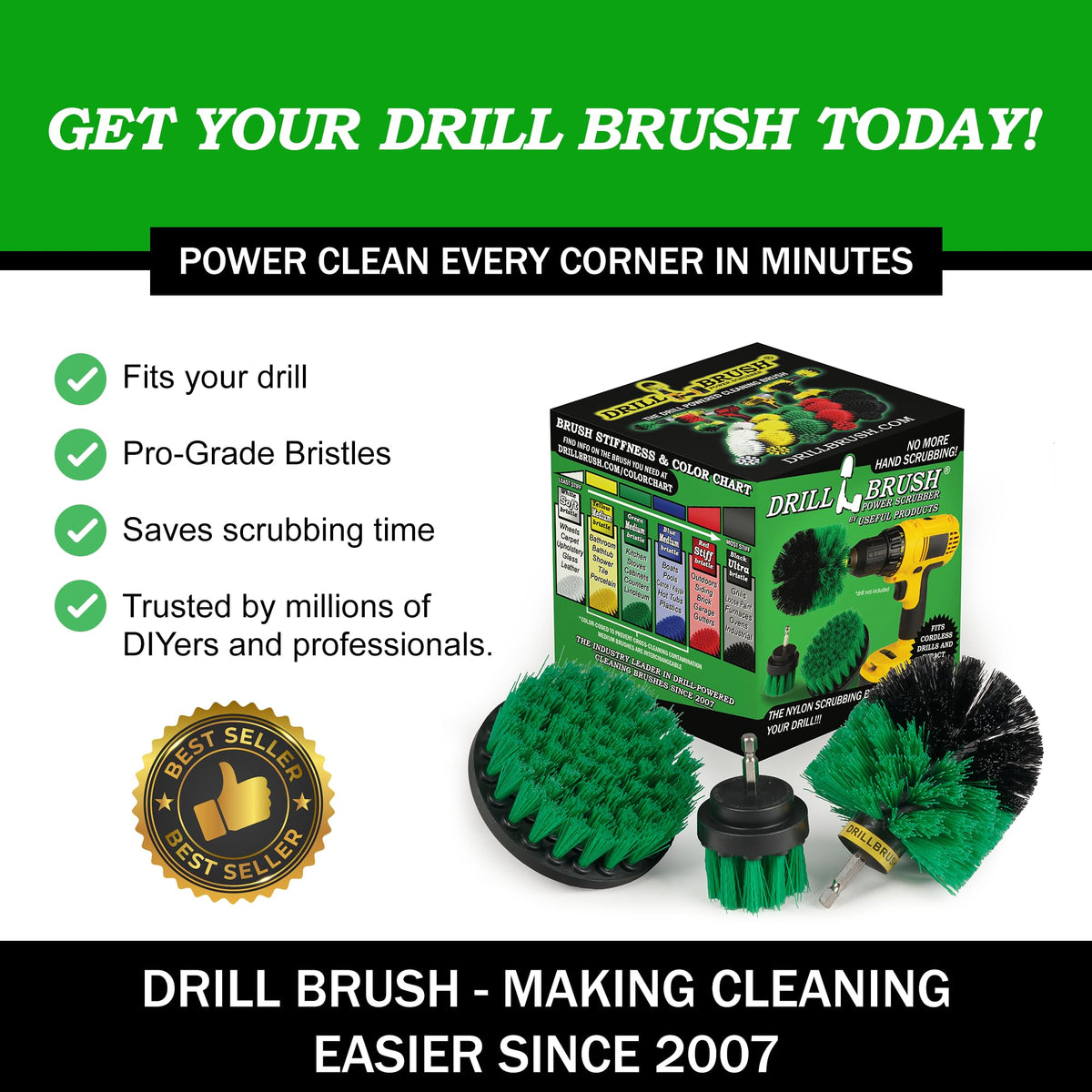 Green Kitchen Drill Brush Set for Oven - ModHome Supplies
