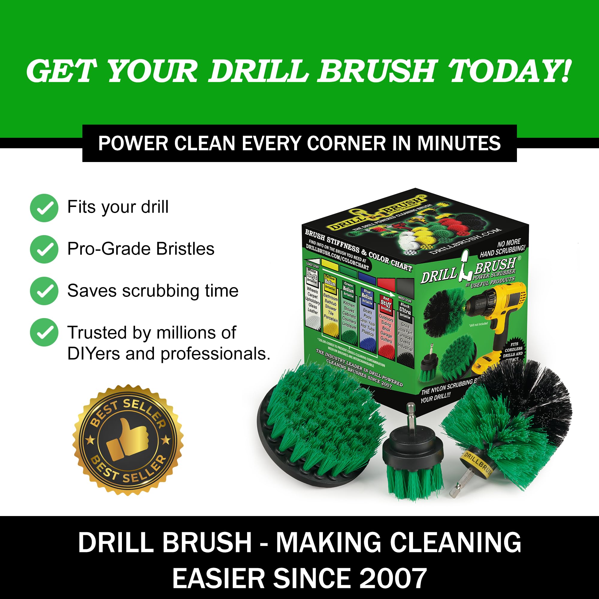 Green Kitchen Drill Brush Set for Oven - ModHome Supplies