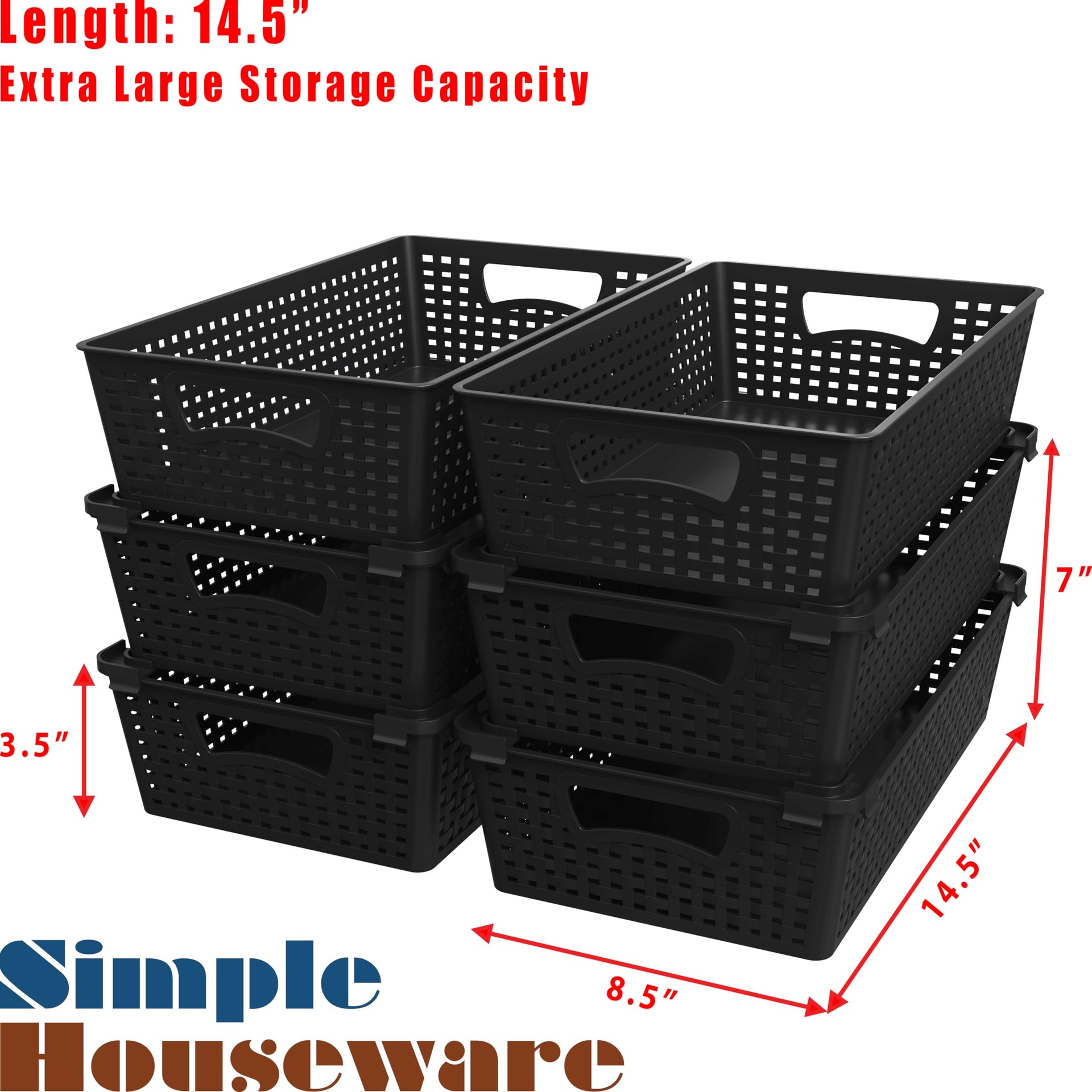 Stackable Plastic Woven Basket Organizer (6 Count)