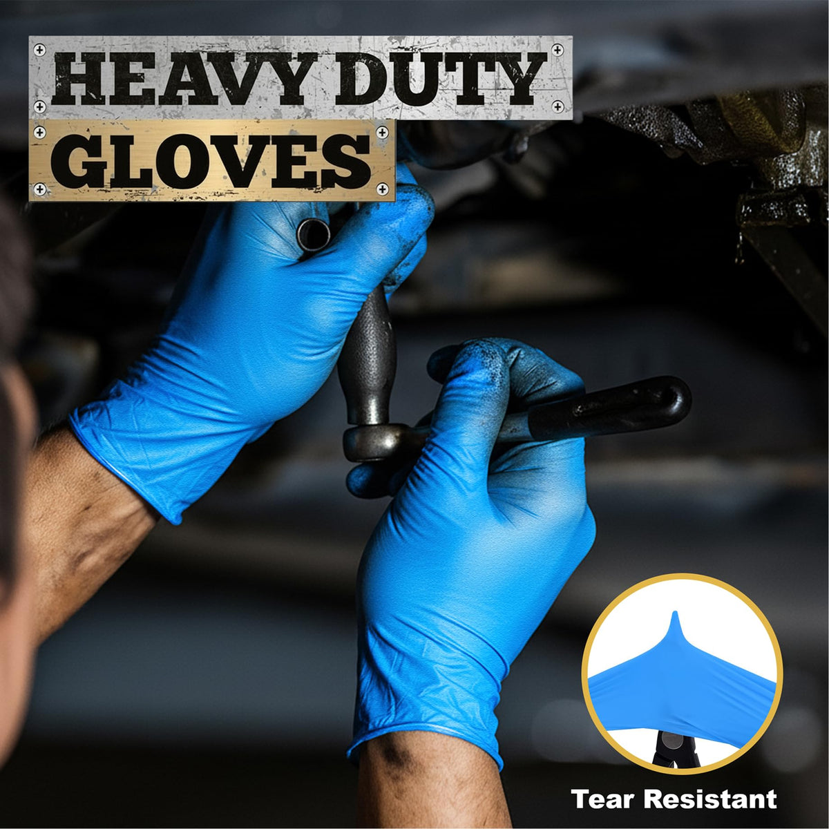 Heavy Duty Blue Disposable Nitrile Gloves (100 Count)