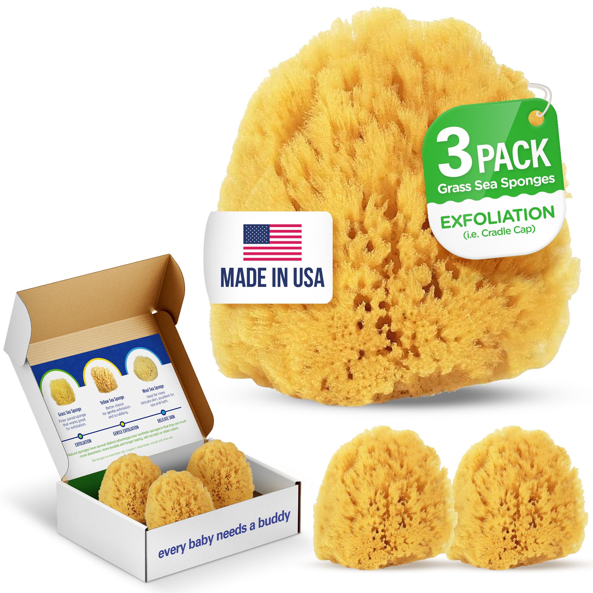 Absorbent Natural Bath Sponge (3 Count)