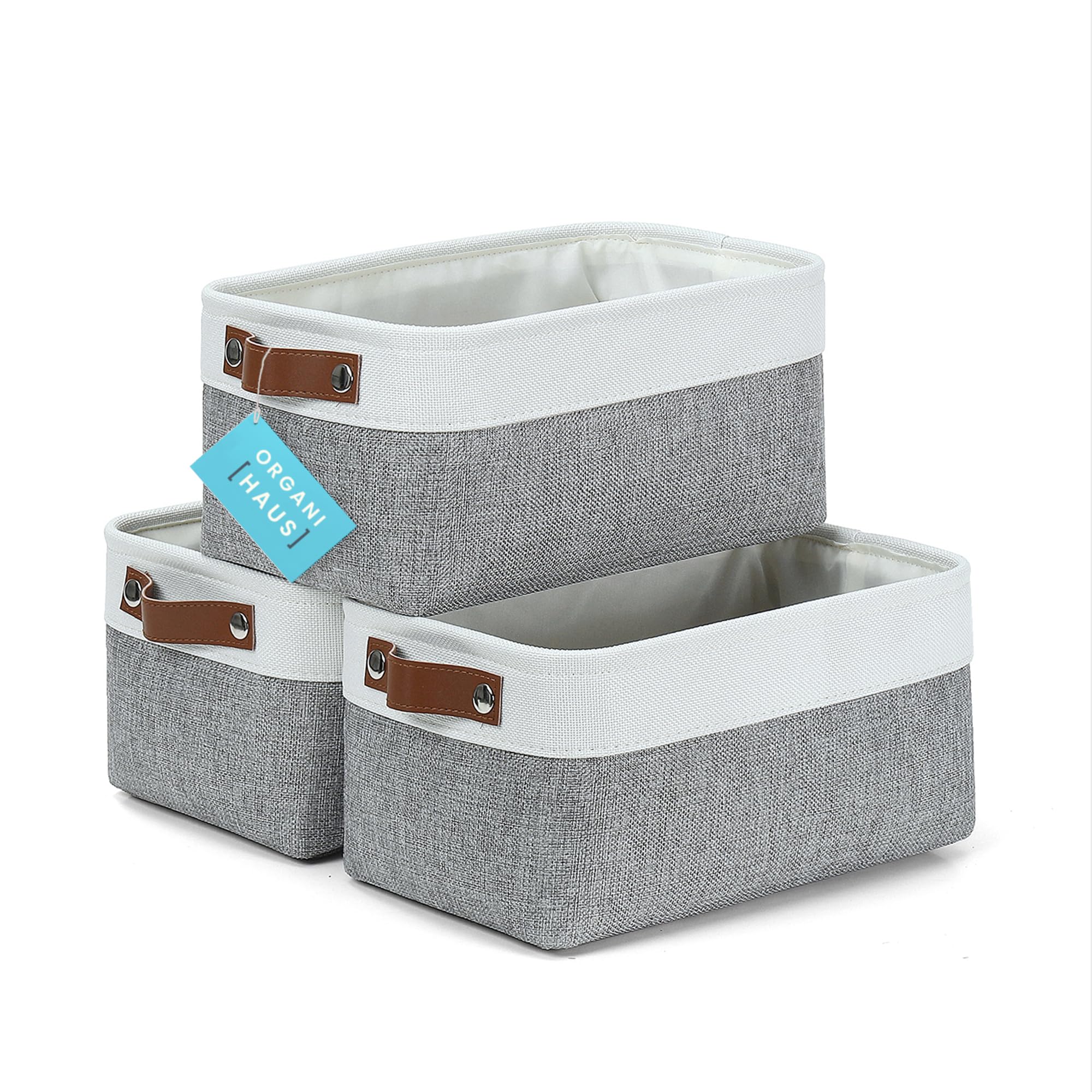 12x8in Canvas Storage Baskets (3 Count)