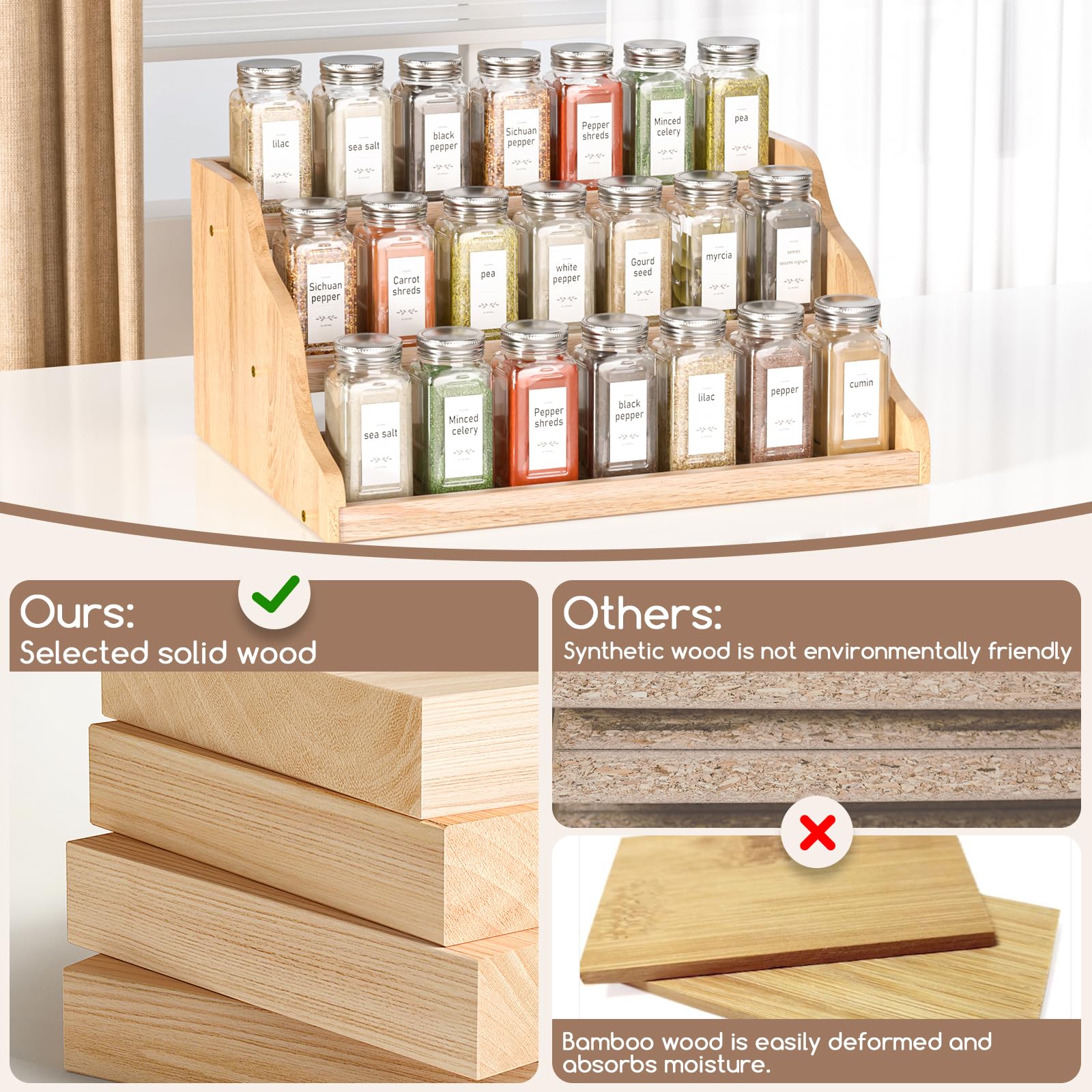 Tiered Spice Rack Organizer for Cabinet