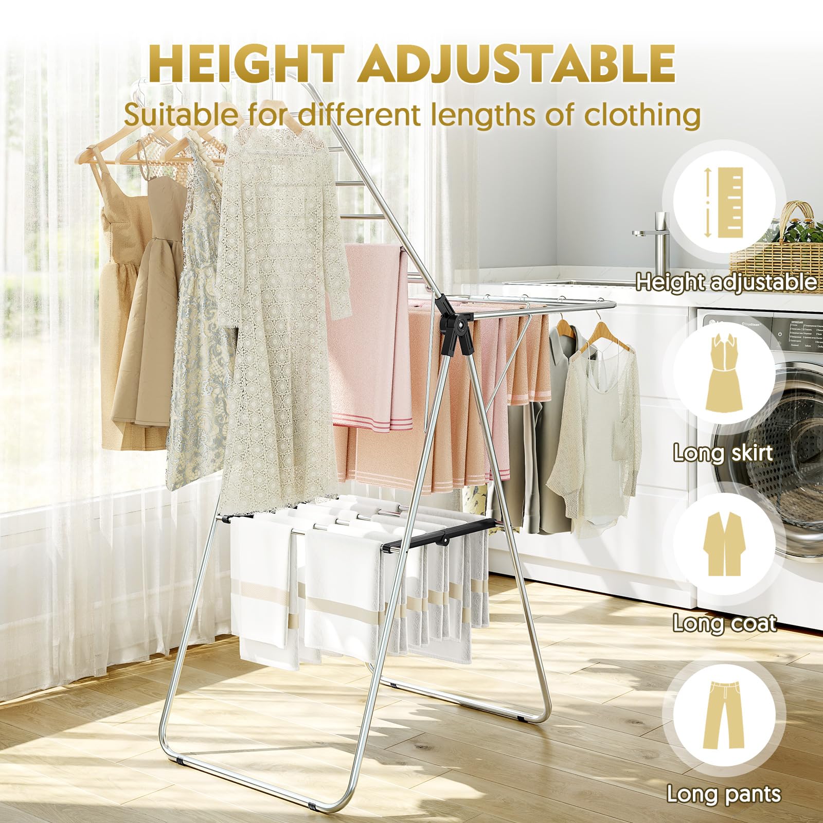 Large Stainless Steel Clothes Drying Rack