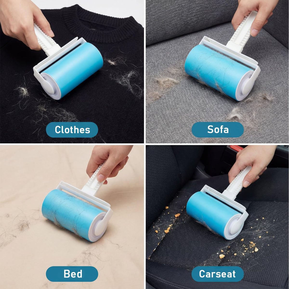 Reusable Sticky Lint Roller 2 Pack with Cover
